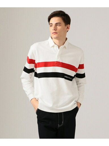 J. Press Stripe Rugby Shirt KKOVKM0024: White J. Press Stripe Rugby Shirt KKOVKM0024: White