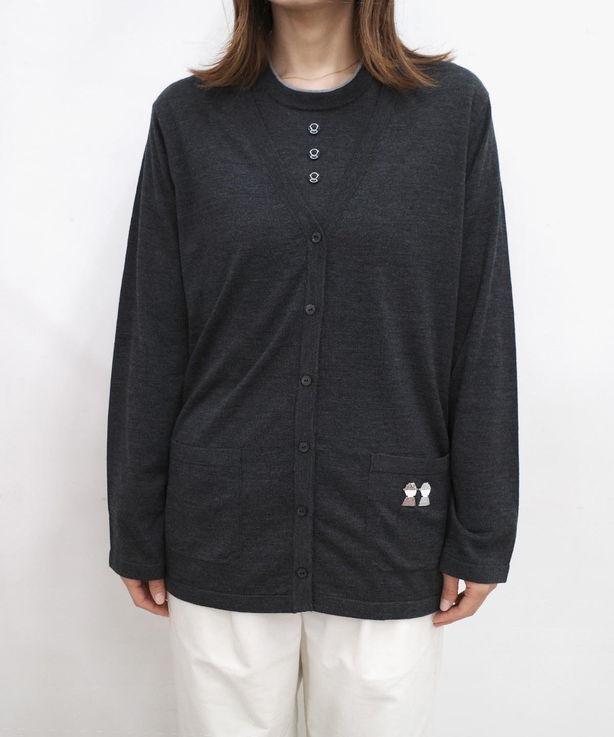 【SALE／20%OFF】STUDIO PICONE 【スタジオピッコーネ公式】ウール100%Vネックニットカーディガン スタジオピッコーネ トップス カーディガン グレー【送料無料】