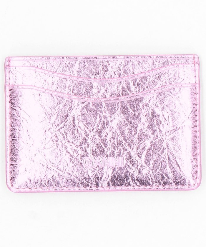 GANNI Card Holder Crushed / B3010026 / メタリックカードホルダー 26SS フリークスストア 財布・ポーチ・ケース 名刺入れ・カードケース ピンク ゴールド【送料無料】