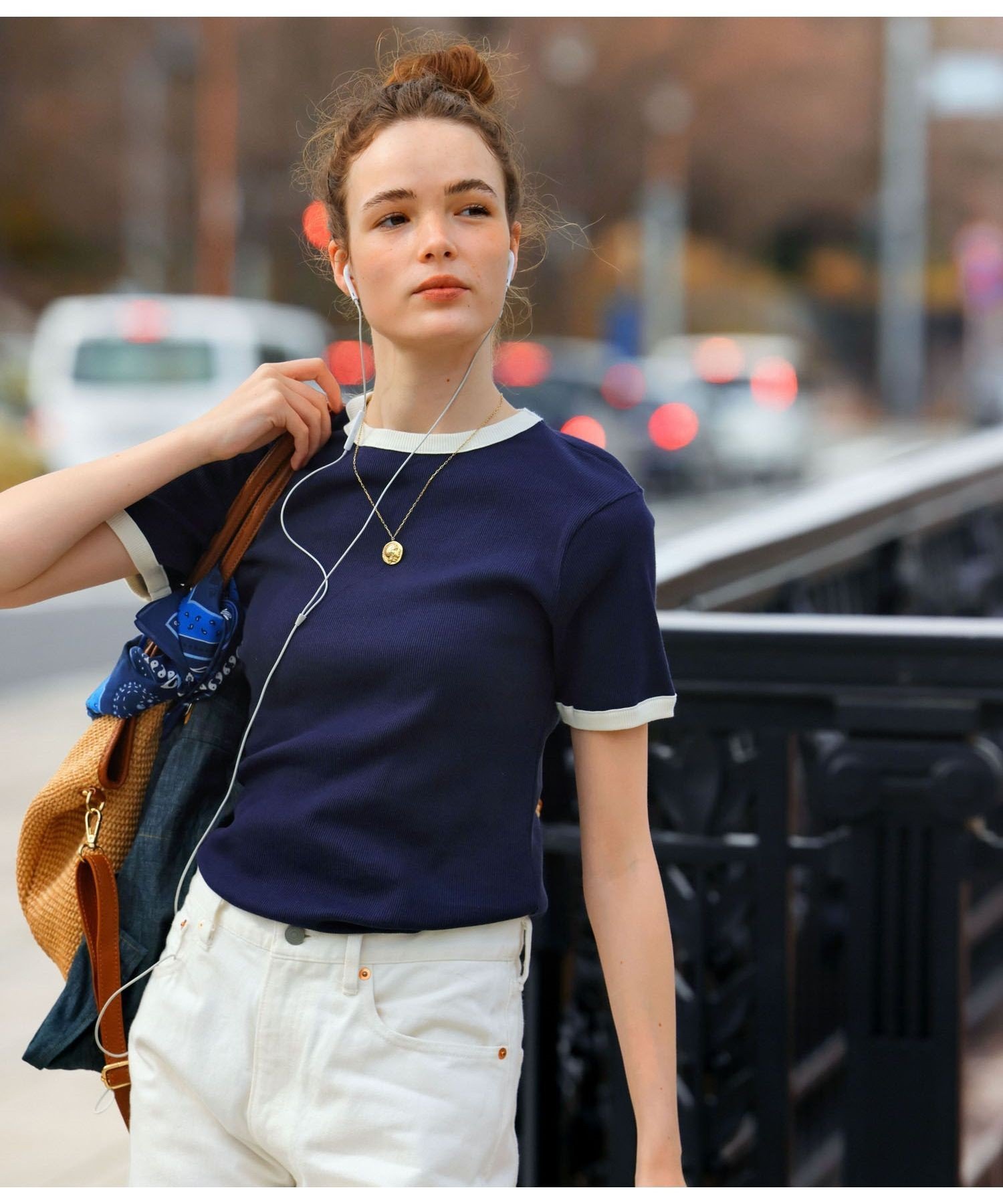 PETIT BATEAU 2×2リブ編み半袖Tシャツ プチバトー トップス カットソー・Tシャツ ネイビー【送料無料】
