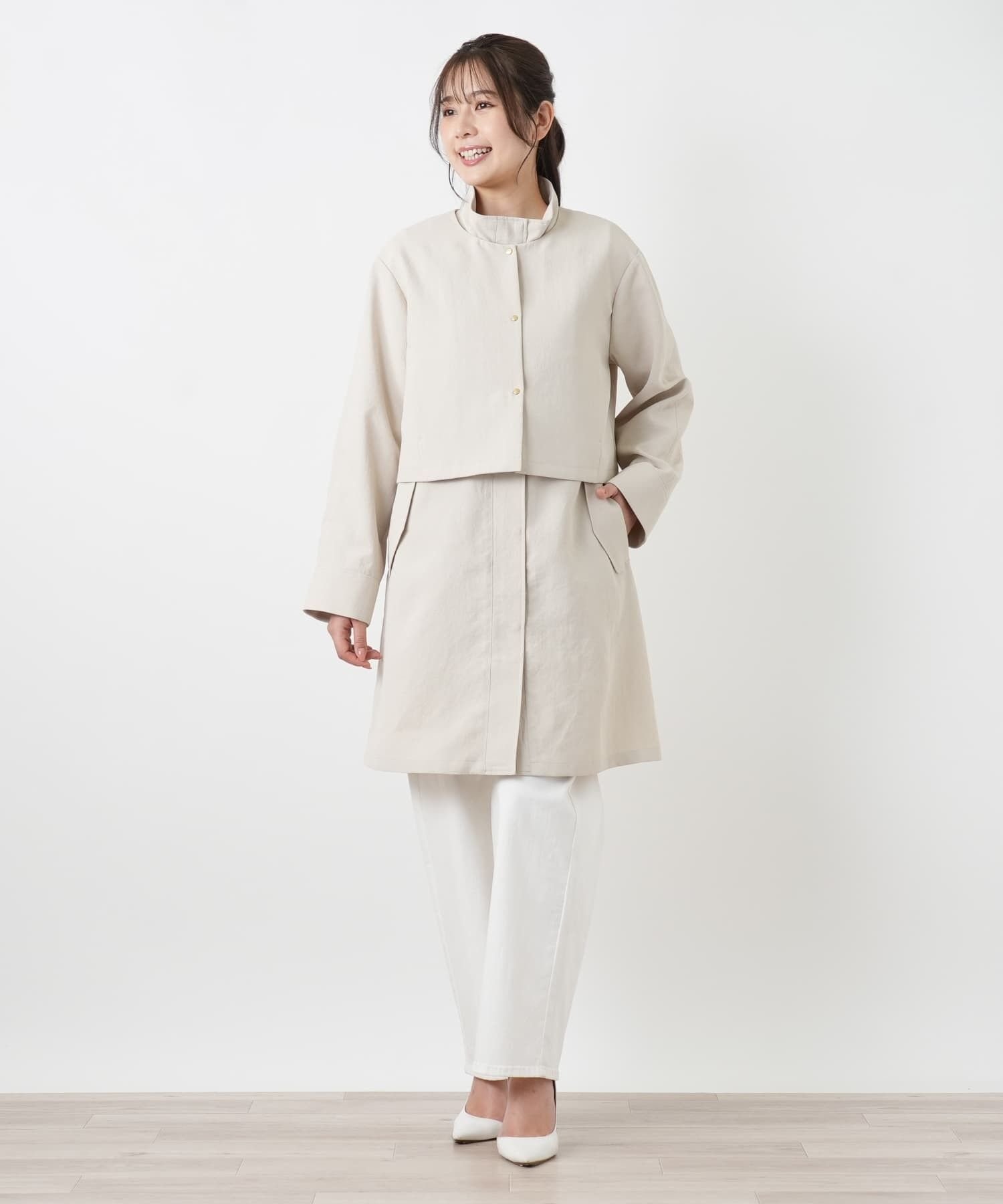 Leilian 3WAYコート レリアン ジャケット・アウター ステンカラーコート ベージュ ネイビー