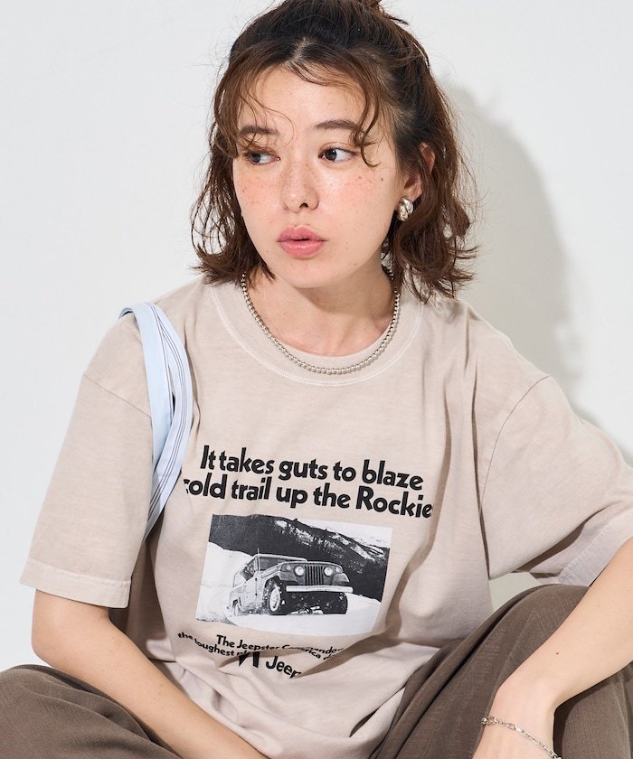 ジープ プリントTシャツ フリークスストア トップス カットソー・Tシャツ ブラウン グレー ベージュ ホワイト