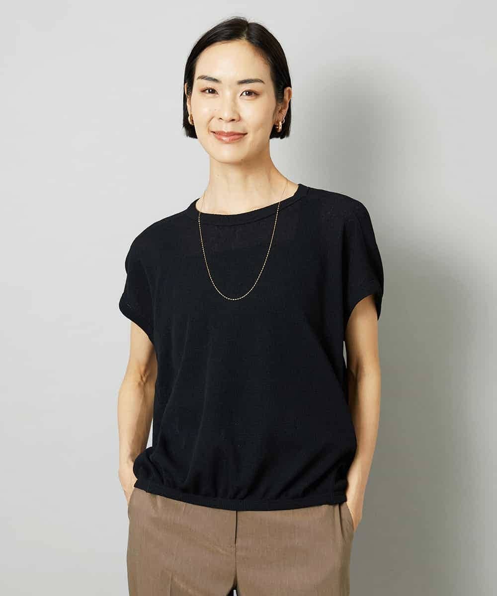 MICHEL KLEIN [ドライタッチ]ワッフルバルーンプルオーバー ミッシェルクラン トップス カットソー・Tシャツ ホワイト ベージュ ブラック