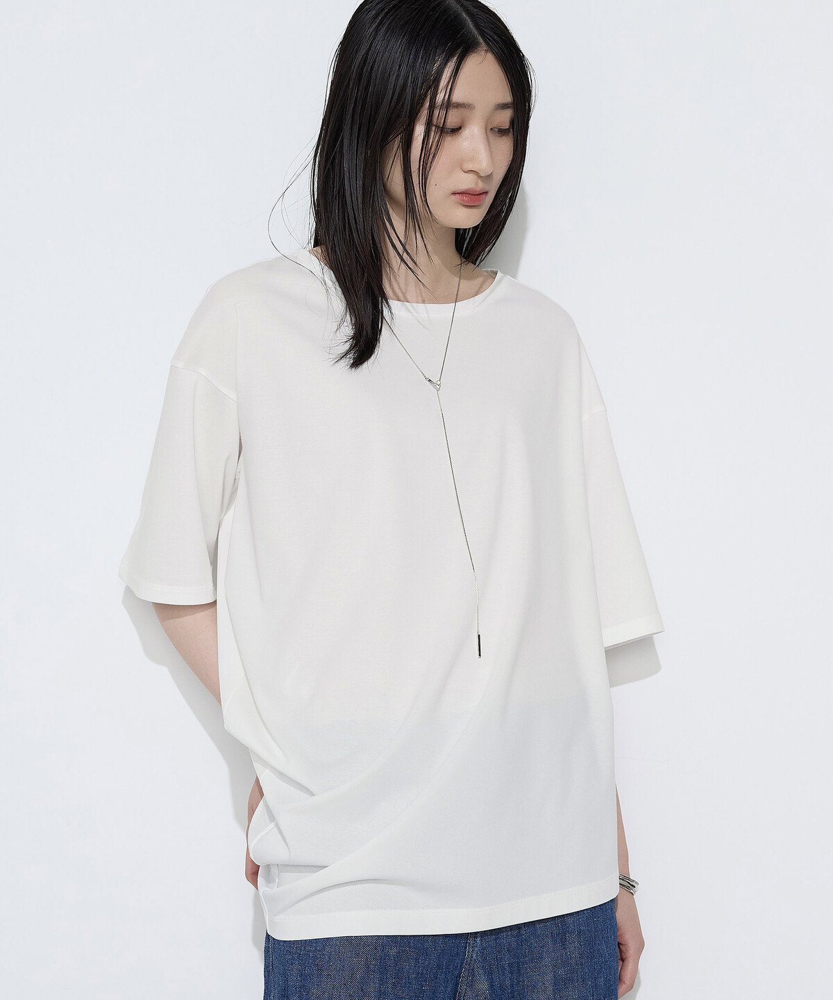 ドライスムース/スーピマバイオスムース アシンメトリーTシャツ コムサ トップス カットソー・Tシャツ グレー ホワイト ワインレッド