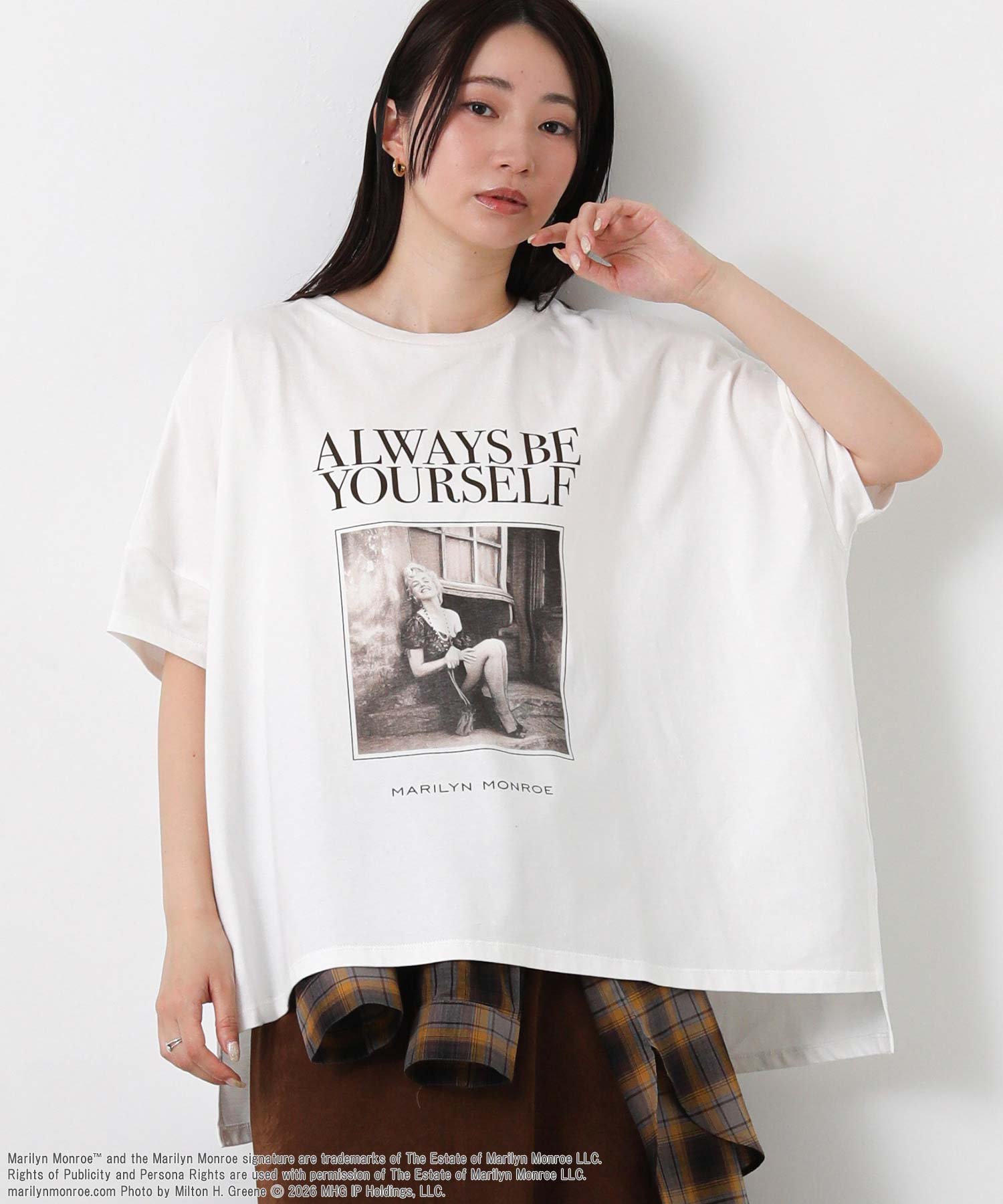 グレディブリリアン/Gready Brilliant/マリリン・モンローフォトWハーフスリーブTシャツ/5分袖/ゆったり/プリント グレディブリリアン トップス カットソー・Tシャツ ホワイト