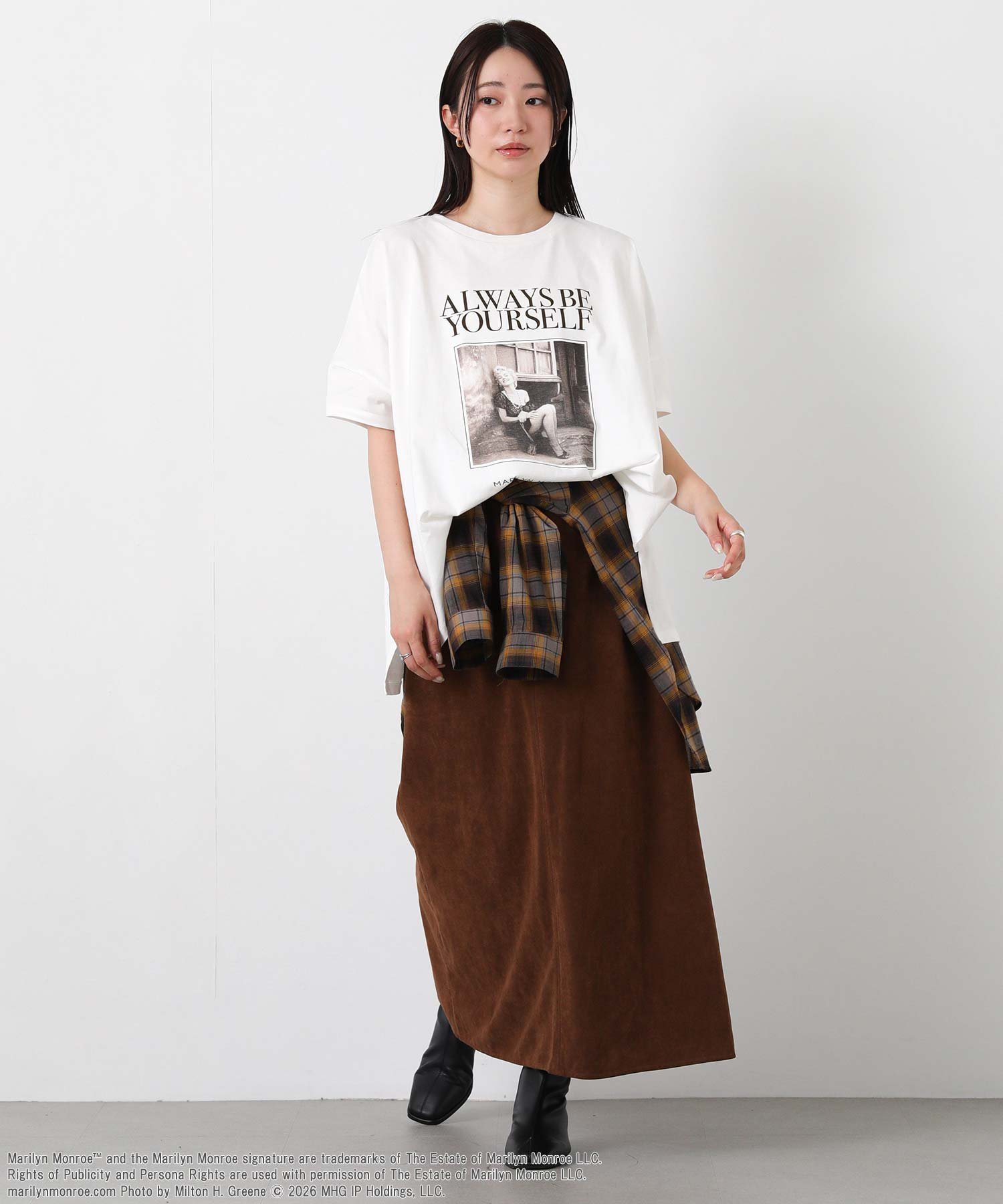 グレディブリリアン/Gready Brilliant/マリリン・モンローフォトWハーフスリーブTシャツ/5分袖/ゆったり/プリント グレディブリリアン トップス カットソー・Tシャツ ホワイト