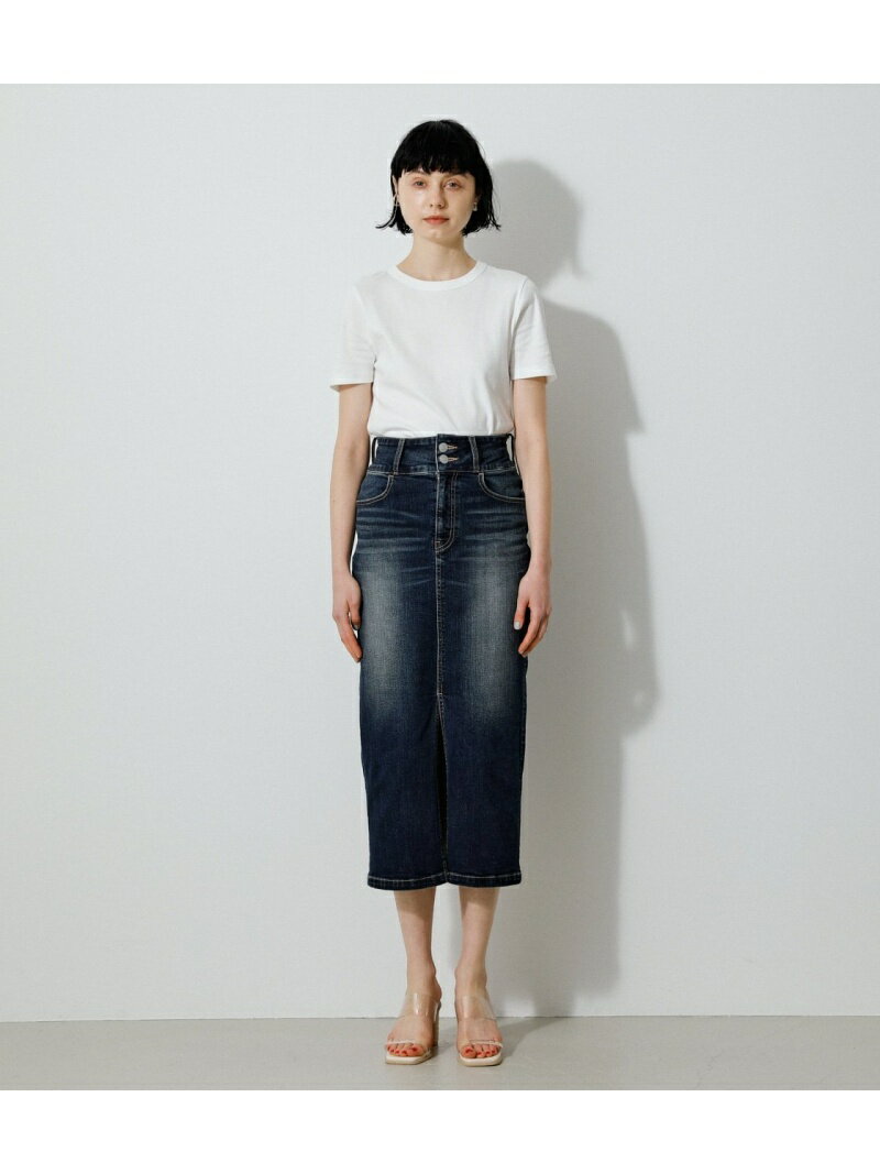 AZUL by moussy HIGH WAIST SLIT DENIM SK 2 アズールバイマウジー スカート デニムスカート ブラック ホワイト ブルー【送料無料】