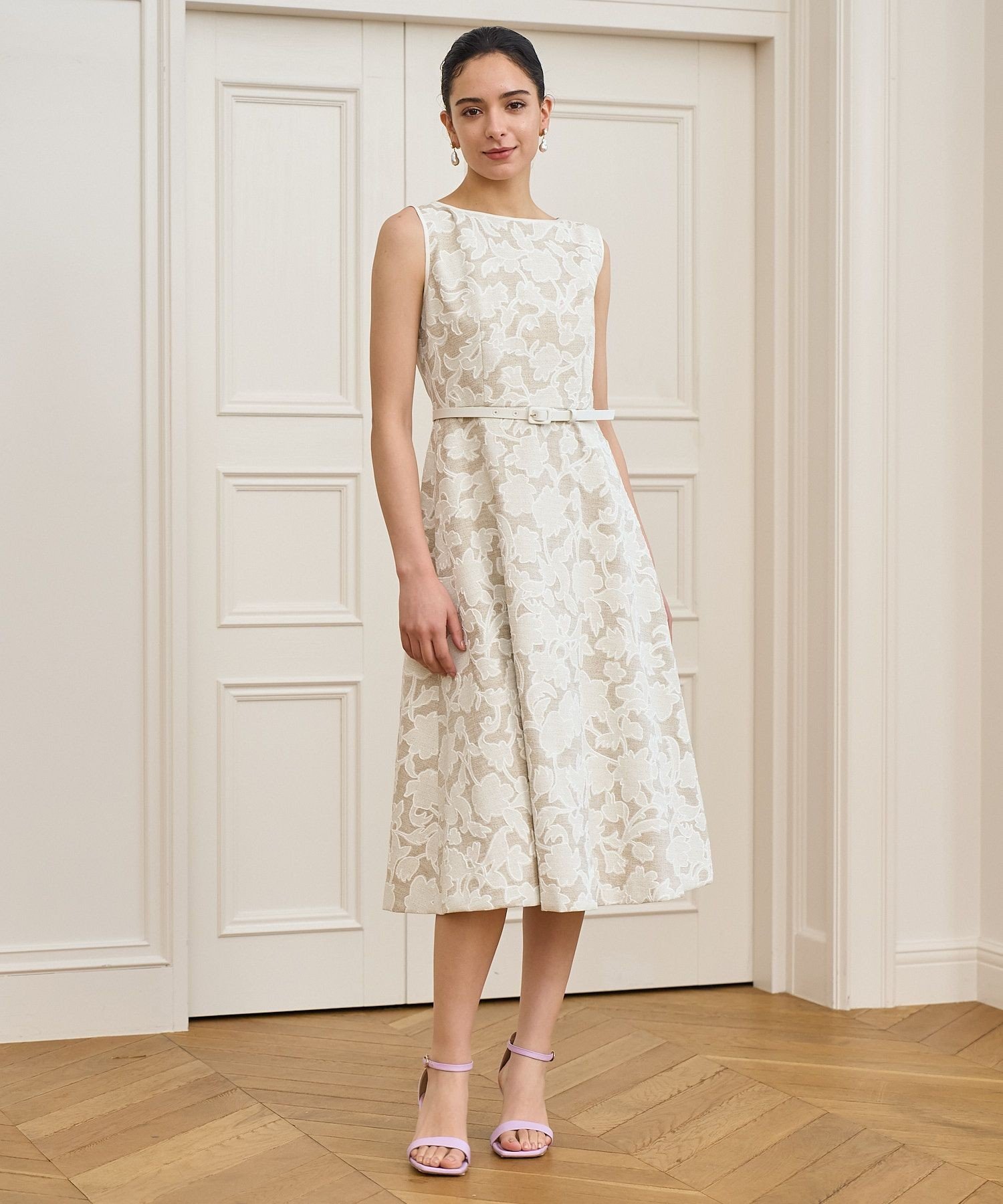 ANAYI リネンライクフラワープリント切り替えワンピース アナイ ワンピース・ドレス ワンピース ベージュ ブラック【送料無料】のサムネイル