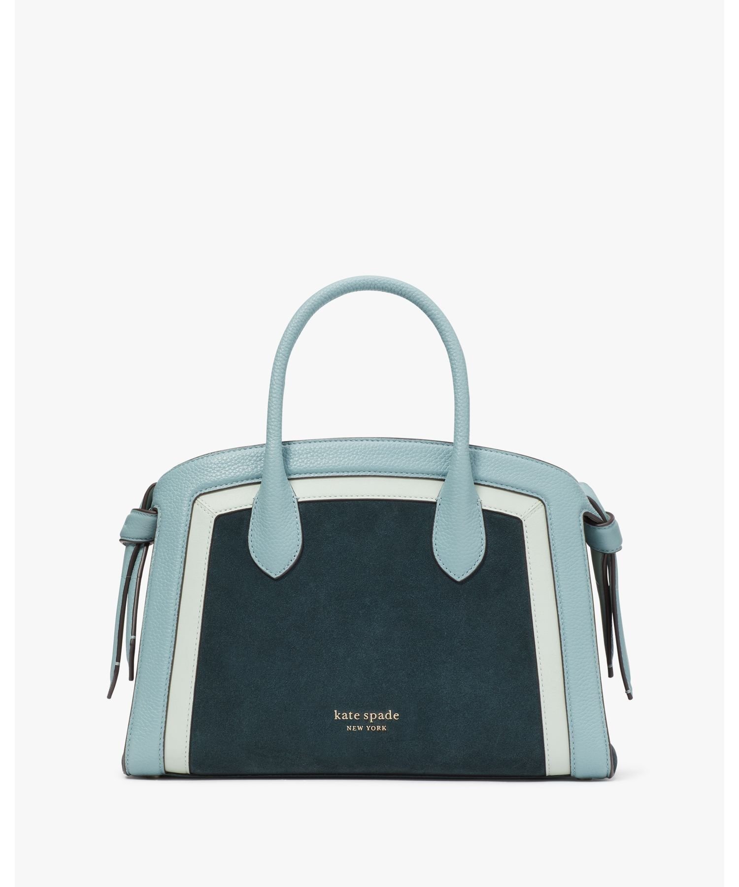 ケイト・スペード ニューヨーク 革バッグ レディース 【SALE／50%OFF】kate spade new york ノット カラーブロック レザー アンド スエード ミディアム ジップ トップ サッチェル / ショルダーバッグ 斜めがけ 通勤 ブルー ネイビー バイカラー ケイトスペードニューヨーク バッグ ハンドバッグ【送料無料】