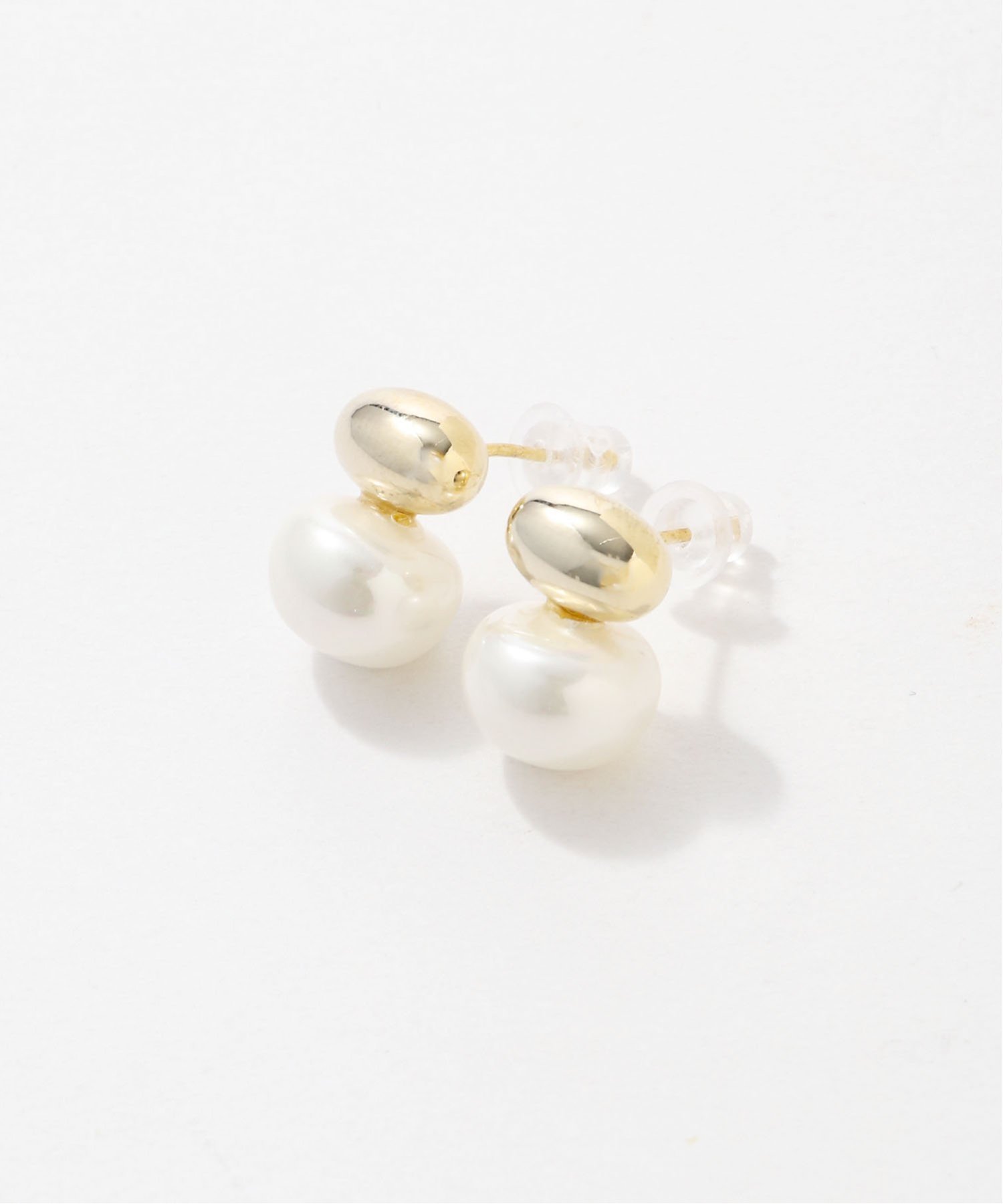 Fun&Daily F&D:オーバルパールピアス ファンアンドデイリー アクセサリー・腕時計 ピアス ゴールド シルバー