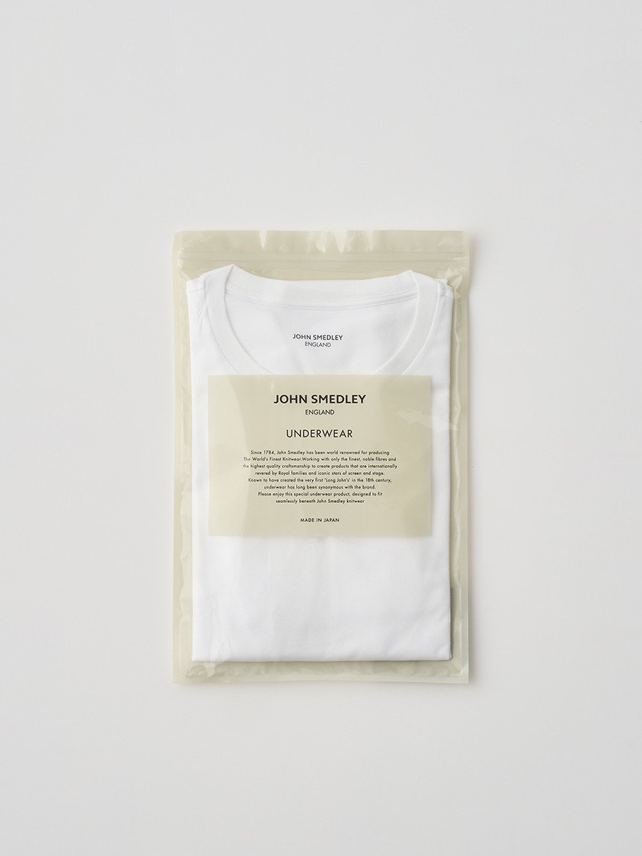 JOHN SMEDLEY オリジナルコットン天竺長袖Tシャツ｜UNDERWEAR for MEN ジョンスメドレー トップス カットソー・Tシャツ ホワイト【送料無料】
