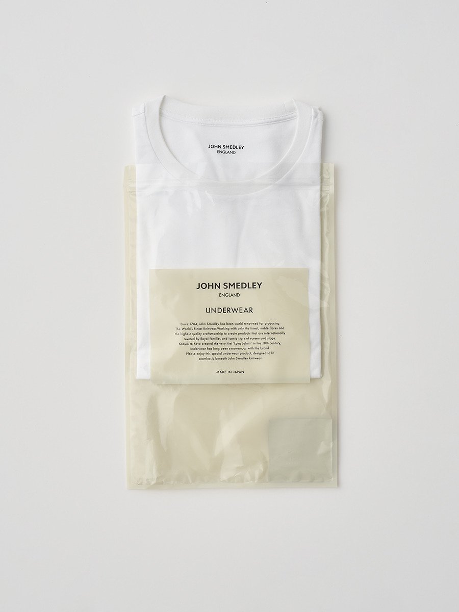 JOHN SMEDLEY オリジナルコットン天竺長袖Tシャツ｜UNDERWEAR for MEN ジョンスメドレー トップス カットソー・Tシャツ ホワイト【送料無料】