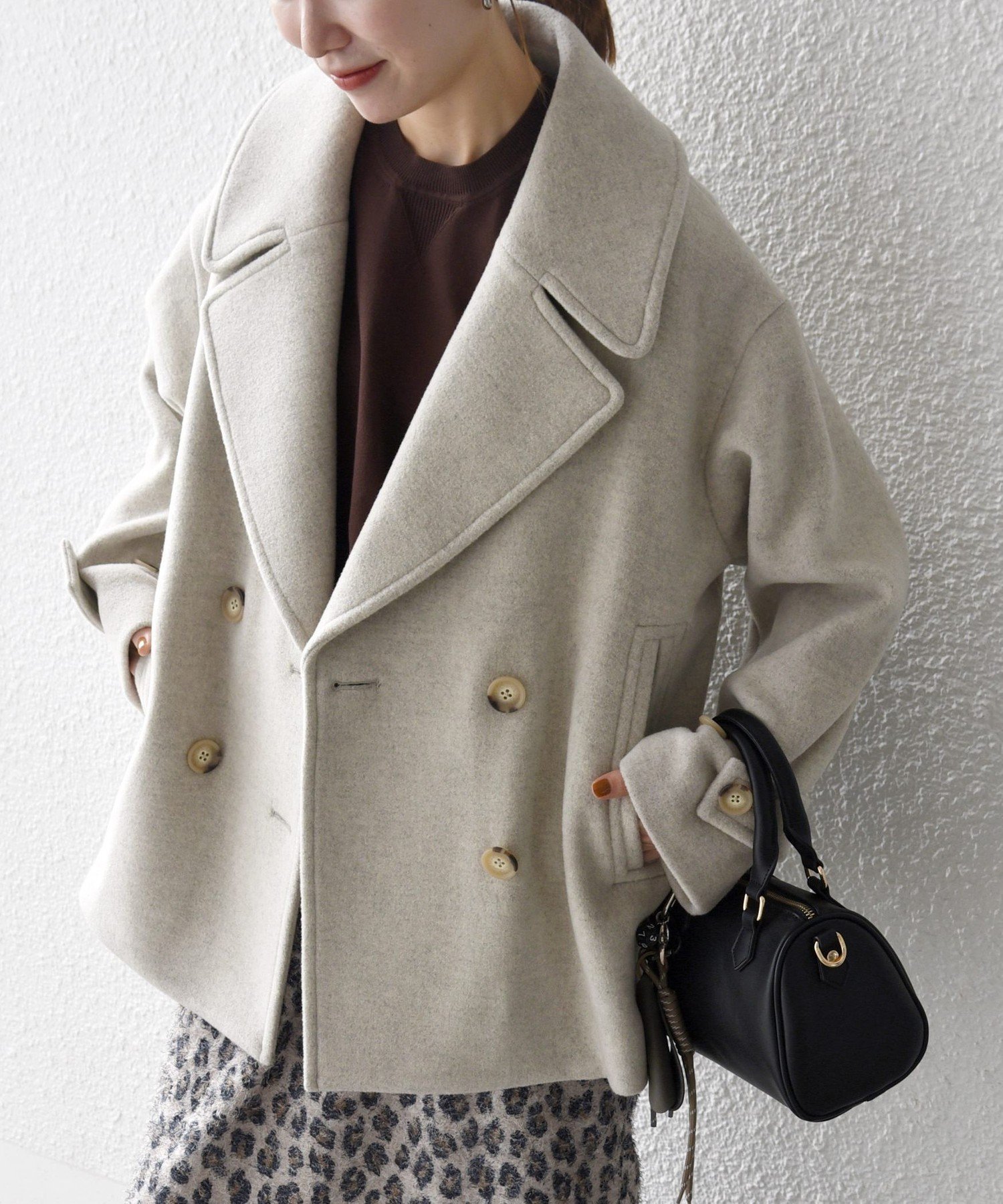 SHIPS any SHIPS any: カシミヤ ミックス テーラード ショート Pコート シップス ジャケット・アウター ピーコート ベージュ ネイビー【送...