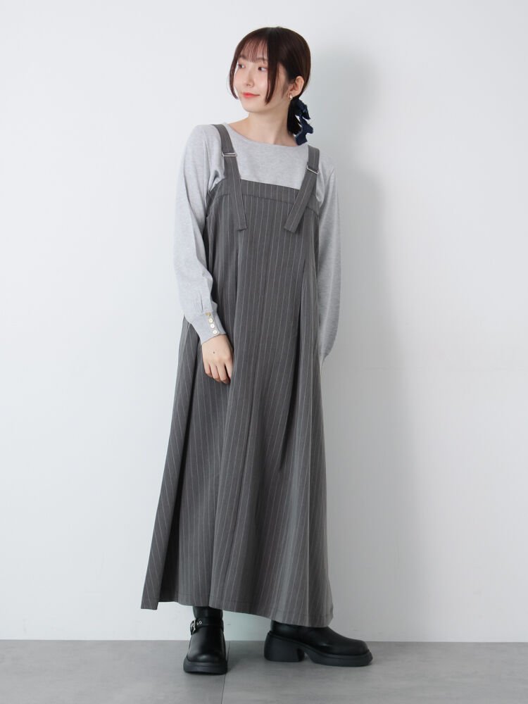 Te chichi TERRASSE フレアジャンパースカート テチチ ワンピース・ドレス ワンピース ブラウン グレー【送料無料】のサムネイル