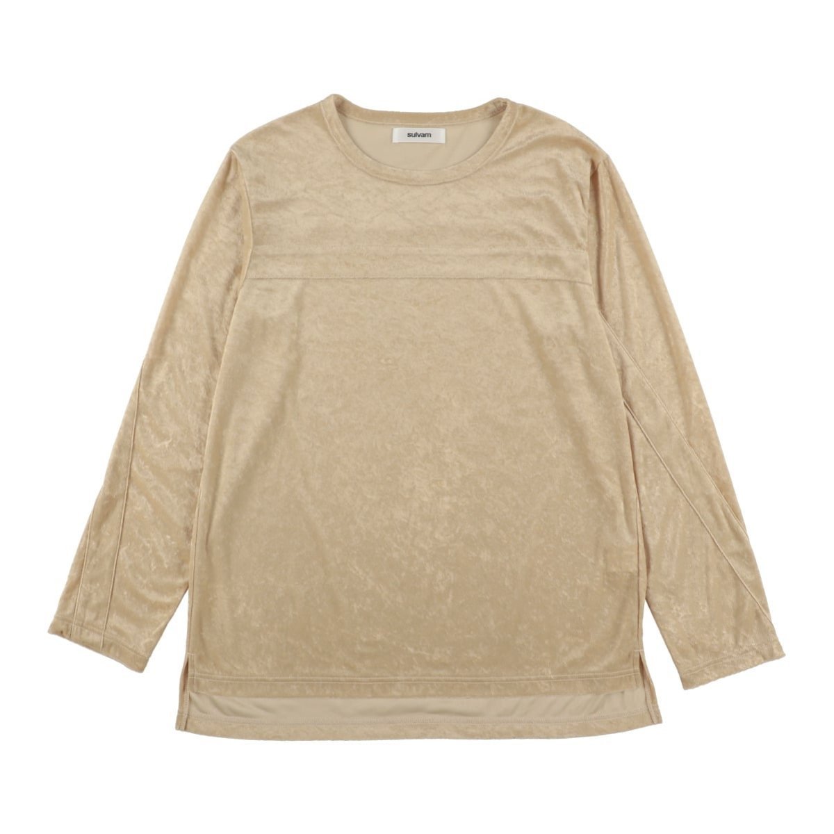 【26AW】＜sulvam＞Velour easy long T サルバム トップス カットソー・Tシャツ ベージュ ブラック