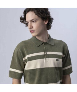 【SALE／50%OFF】LACOSTE ウォッシュドニットポロシャツ ラコステ カットソー ポロシャツ グリーン ブラウン ネイビー レッド【送料無料】