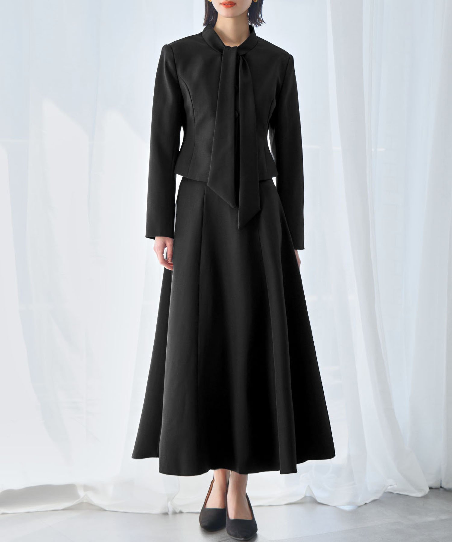 【SALE/12%OFF】Flolia ボウタイ付きジャケット・フレアスカート セットアップ スーツ フォーマル ガール スーツ・フォーマル セットアップスーツ グレー ブラック【送料無料】