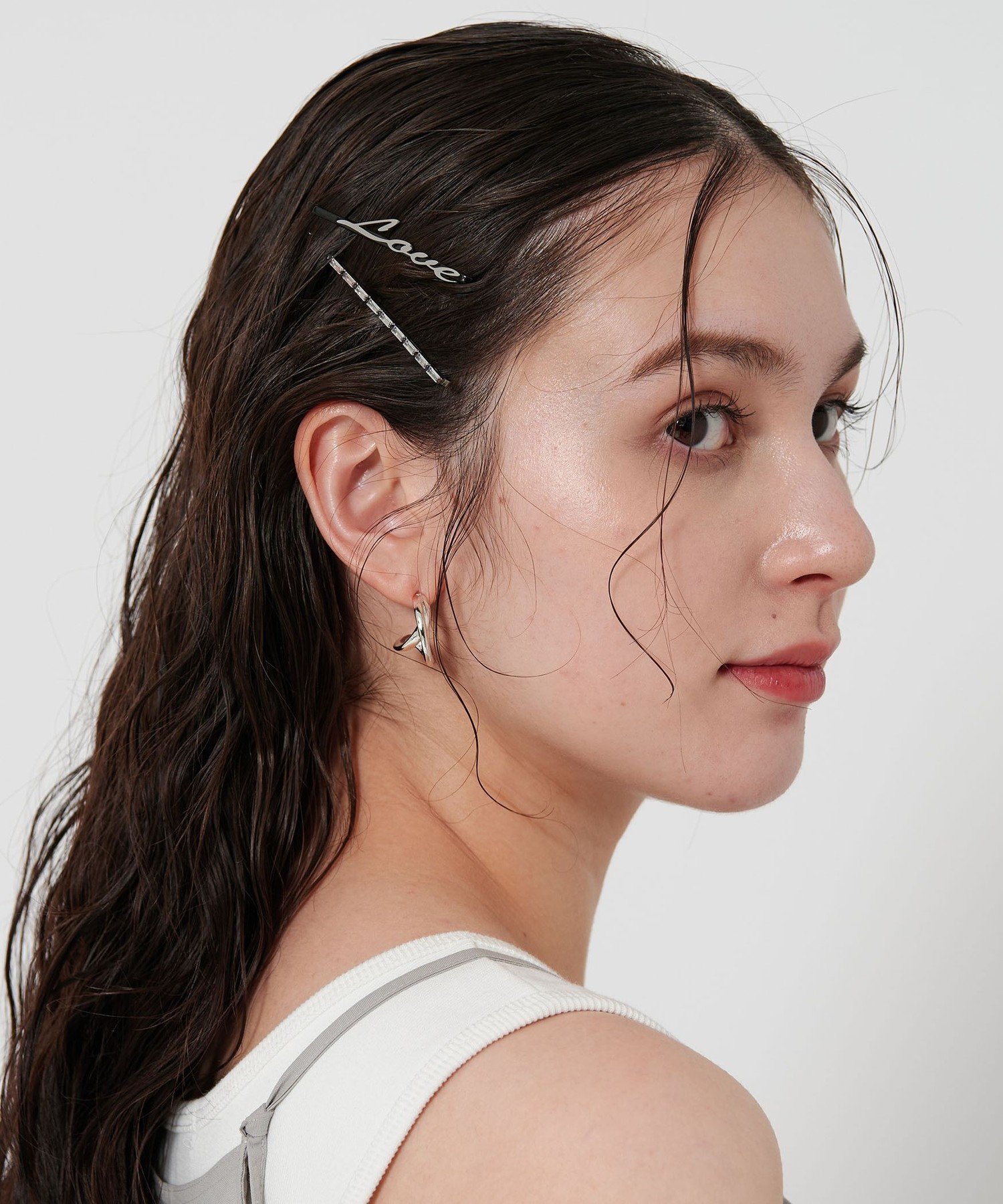 【SALE／40%OFF】BEAUTY&YOUTH UNITED ARROWS ＜heyep＞ロゴ ラインストーン ヘアピン/4P ビューティー＆ユース　ユナイテッドアローズ ヘアアクセサリー バレッタ・ヘアクリップ・ヘアピン シルバー