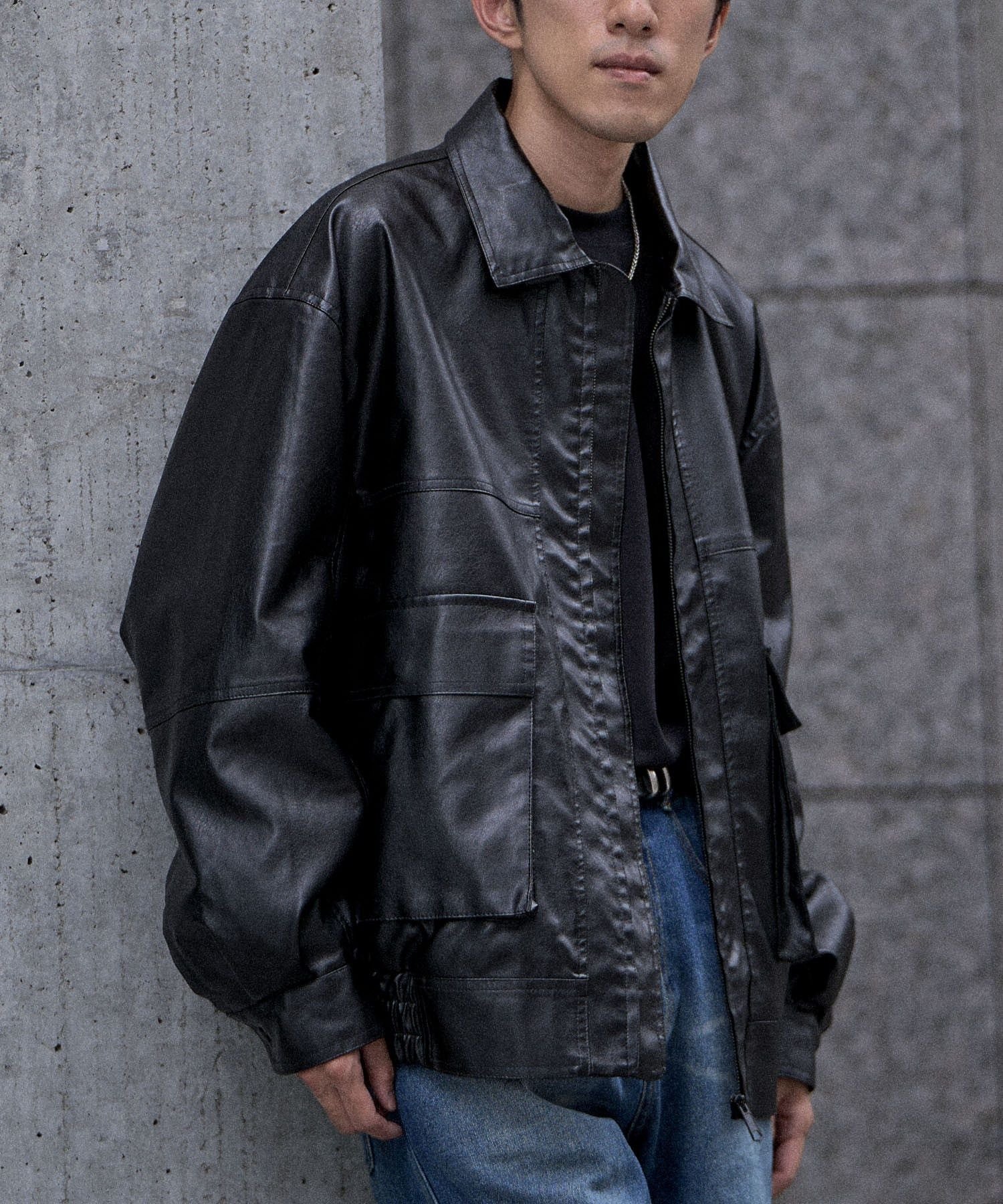 【SALE／10%OFF】CRAFT STANDARD BOUTIQUE フェイクレザー A-2ジャケット クラフトスタンダードブティック ジャケット・アウター テーラードジャケット・ブレザー ブラック ブラウン【送料無料】