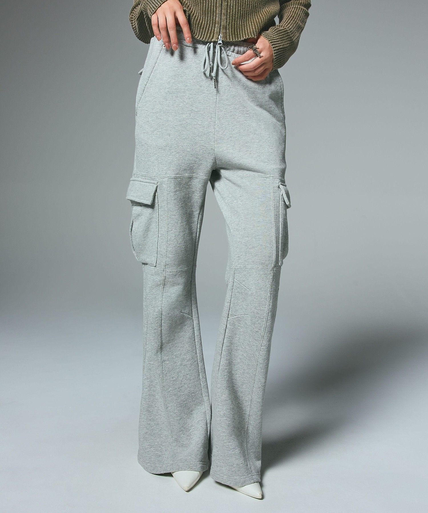 X-girl CARGO POCKET FLARE SWEAT PANTS エックスガール パンツ その他のパンツ ブラック グレー