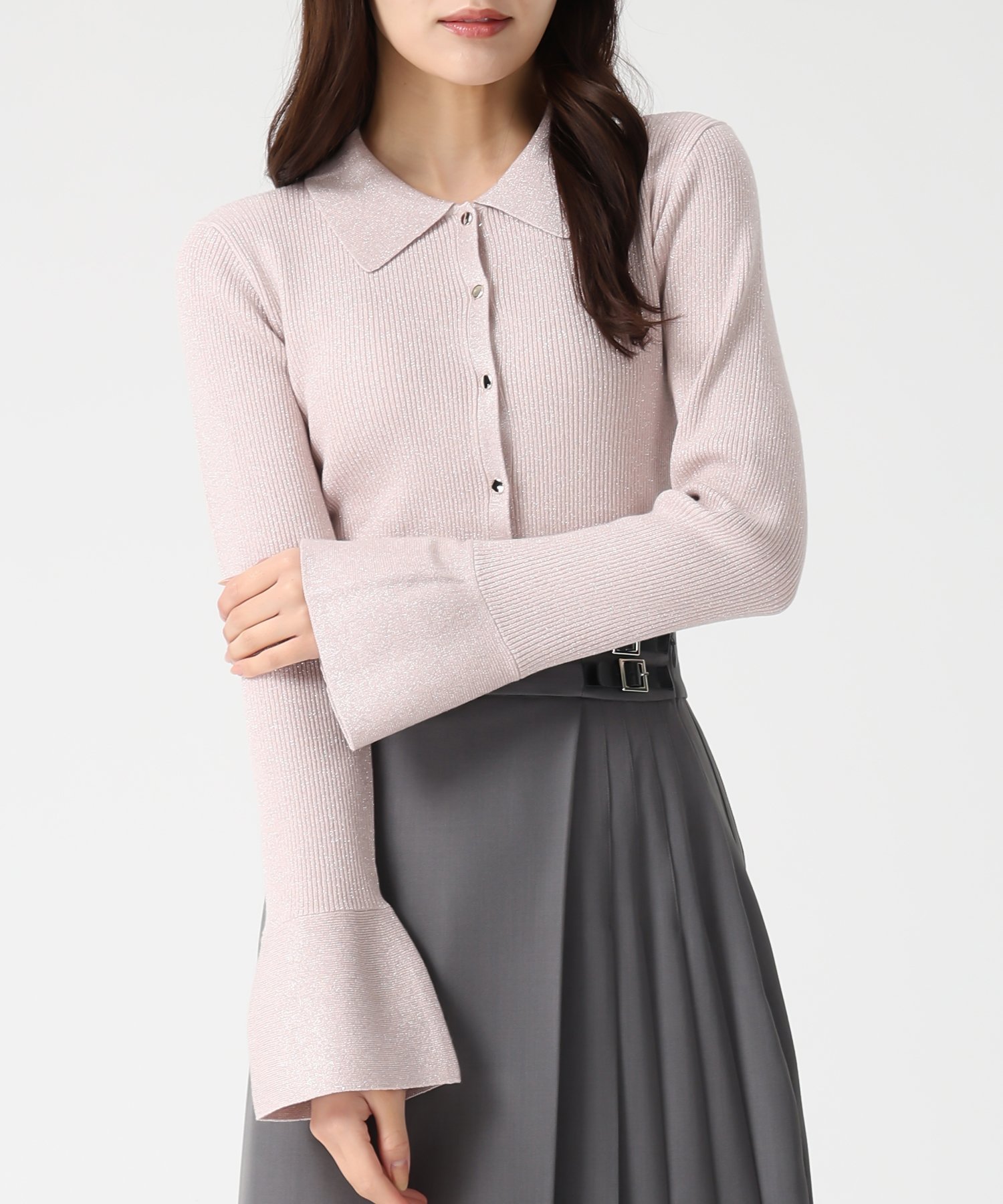 31 Sons de mode 2025秋冬新作 衿付袖フレアニット トランテアン ソン ドゥ モード トップス ニット グレー ホワイト ピンク【送料無料】のサムネイル