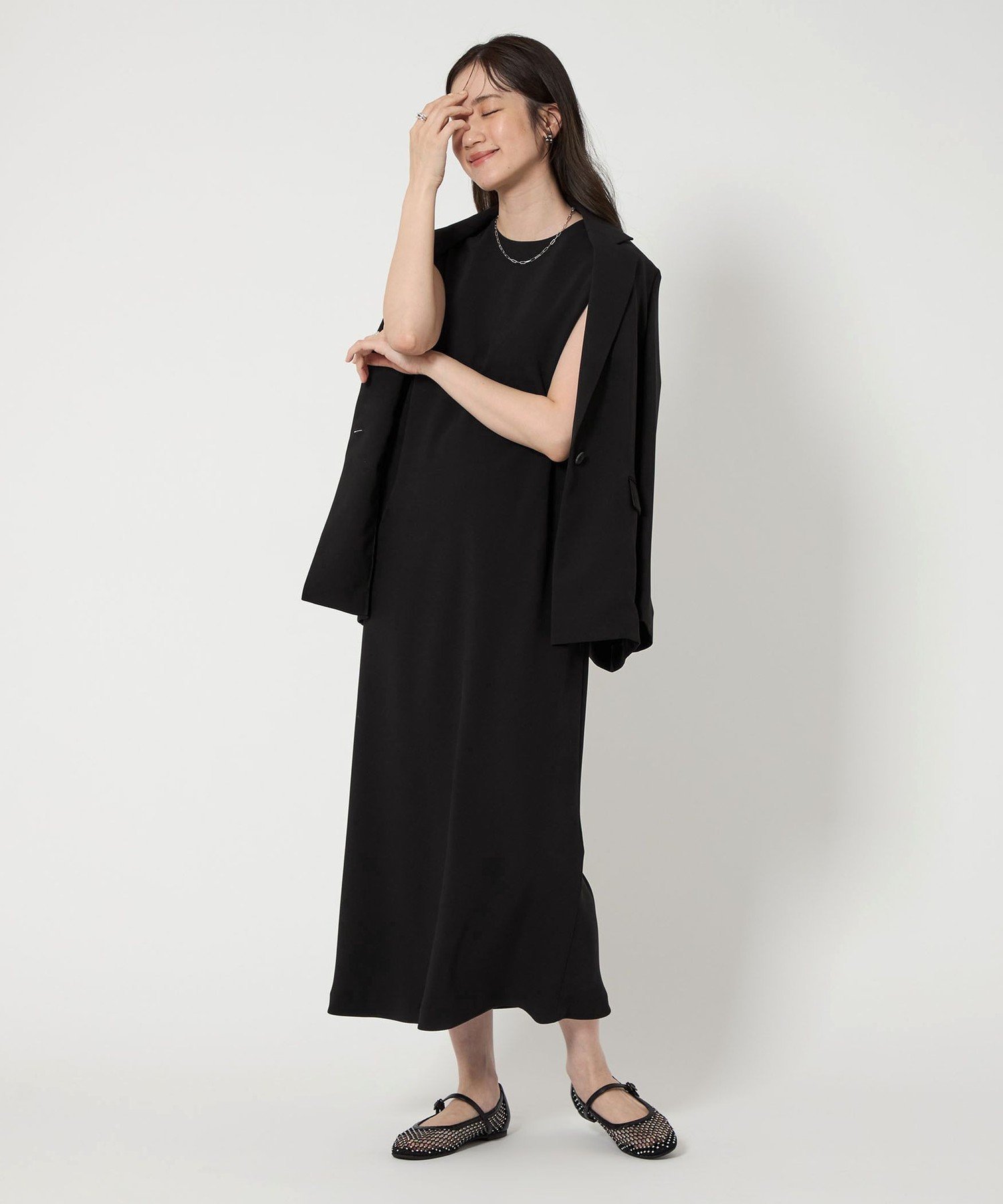 【SALE／30%OFF】UNITED ARROWS drapy タック ノースリーブ ワンピース ユナイテッドアローズ アウトレット ワンピース・ドレス ワンピース ブラック ネイビー【送料無料】のサムネイル