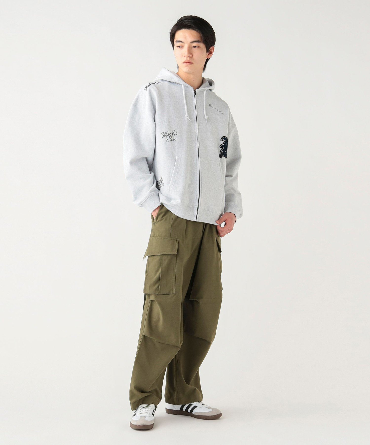 BEAMS HEART MEN レタード ジップ パーカー ビームス ハート トップス スウェット・トレーナー グレー ブラック【送料無料】