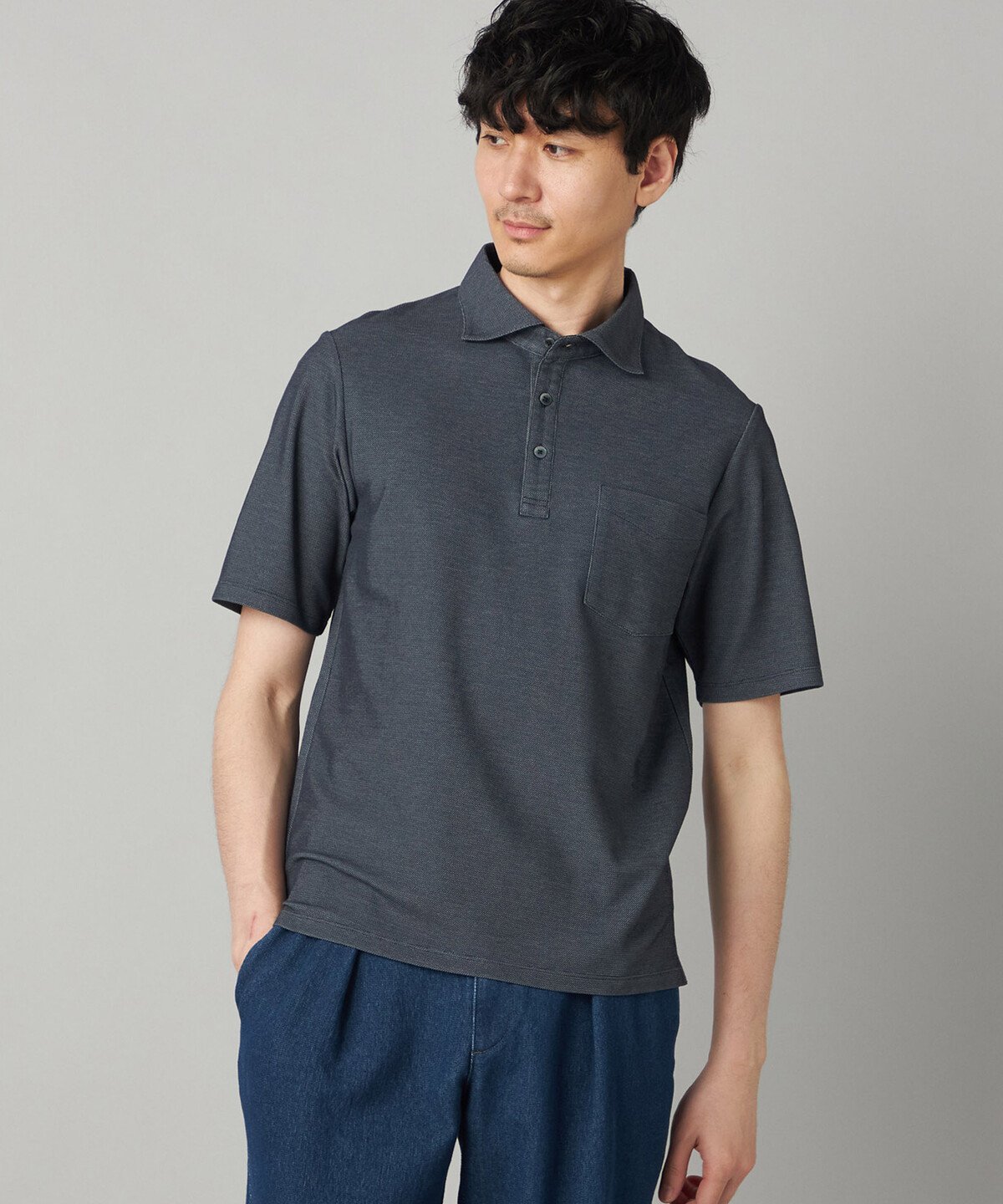 【SALE／10%OFF】COMME CA MEN 【抗菌防臭加工】衿裏チェック使い カッタウェイポロシャツ コムサメン トップス ポロシャツ ブルー ブラウン ネイビー【送料無料】