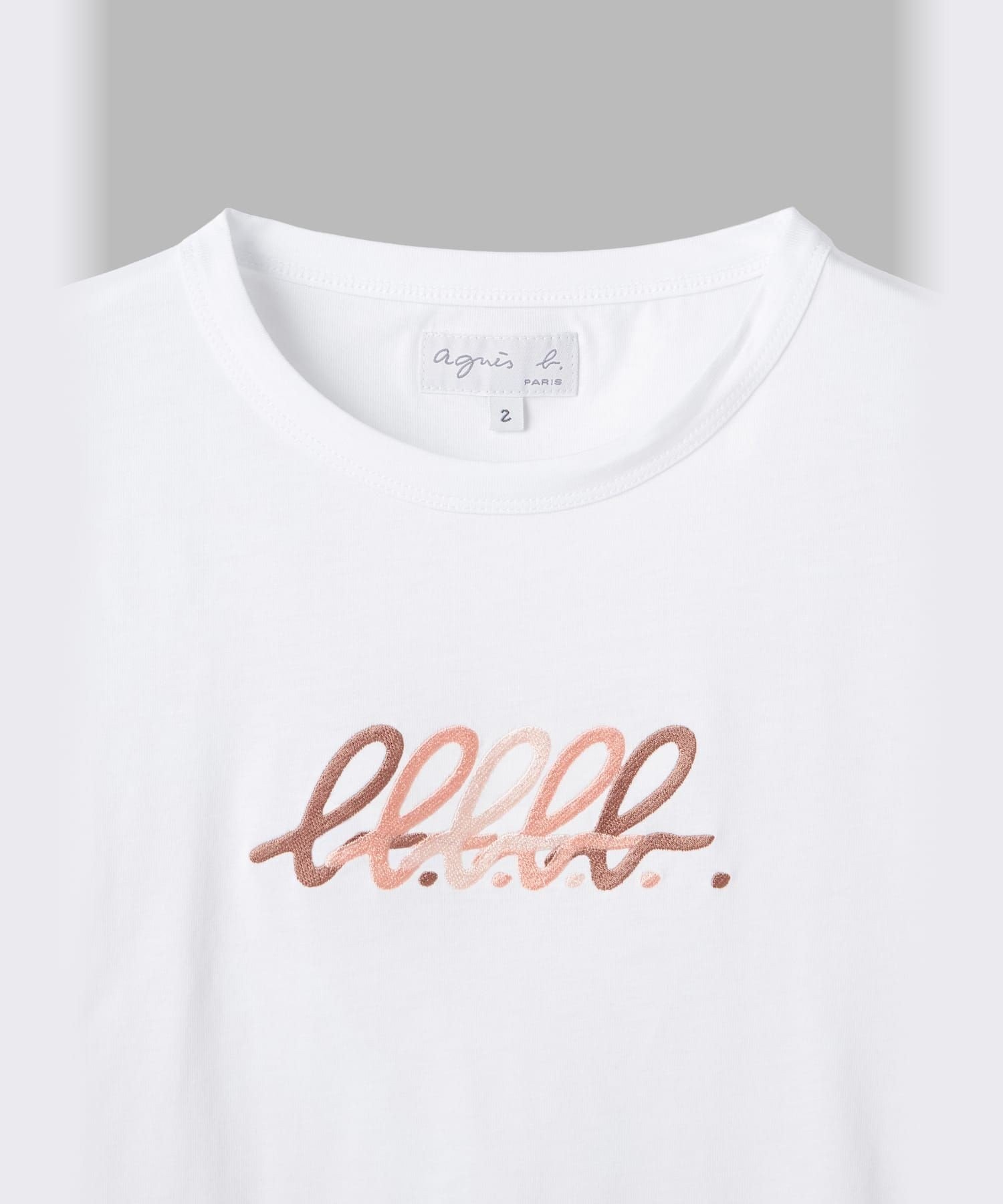 "b."ロゴ 刺繍 コットン 半袖 Tシャツ "Brando" アニエスベー トップス カットソー・Tシャツ ホワイト