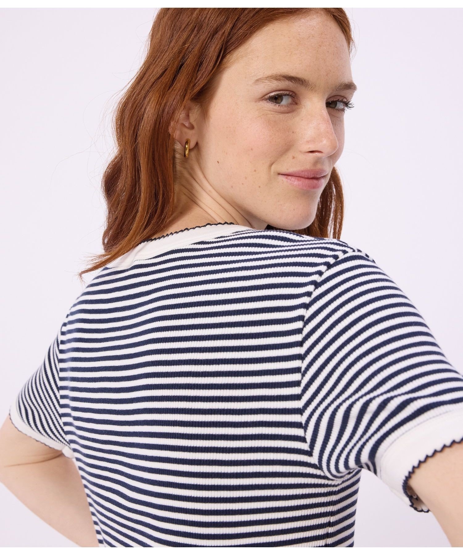 PETIT BATEAU 2×2リブ編み半袖Tシャツ プチバトー トップス カットソー・Tシャツ ホワイト【送料無料】