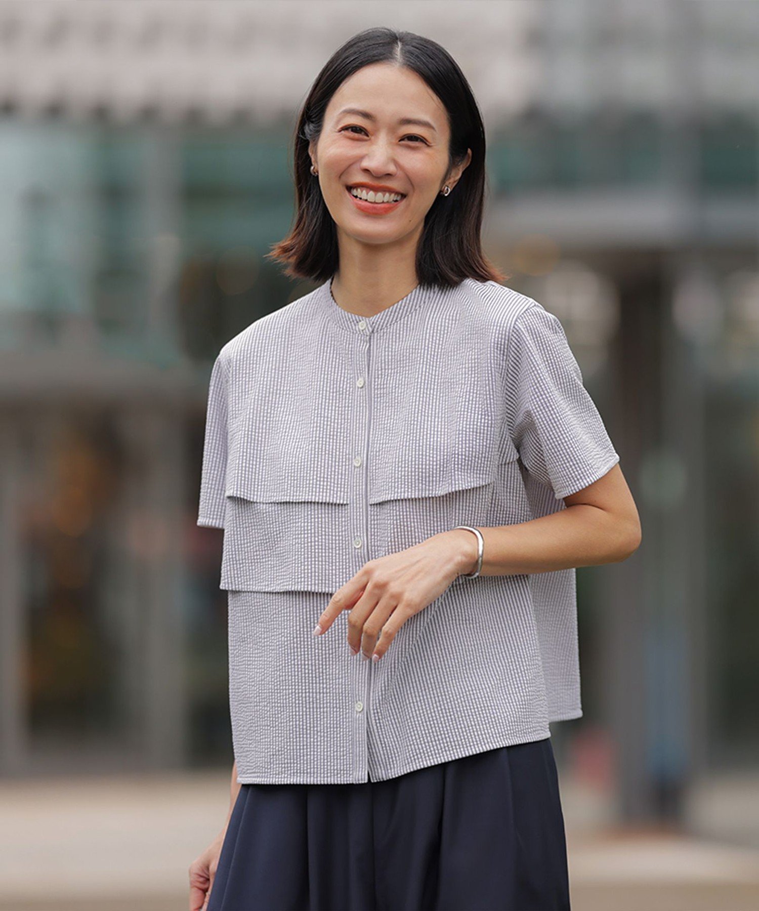 J.PRESS 【一枚で着映え】サッカージャージー バンドカラー カットソー ジェイプレス トップス カットソー・Tシャツ グリーン グレー ブラウン ネイビー