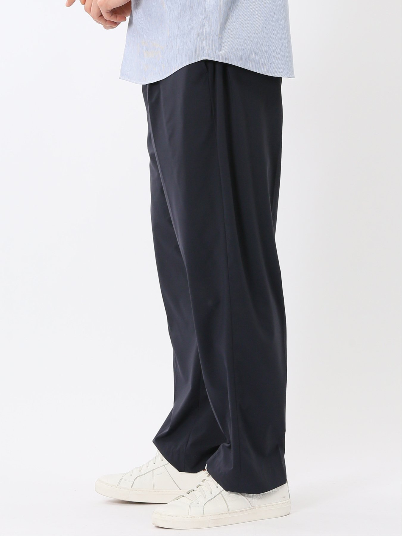 TAKA-Q 軽量 ストレッチ ナイロン混 ワイド トラウザー パンツ(セットアップ可能) タカキュー パンツ その他のパンツ ネイビー【送料無料】