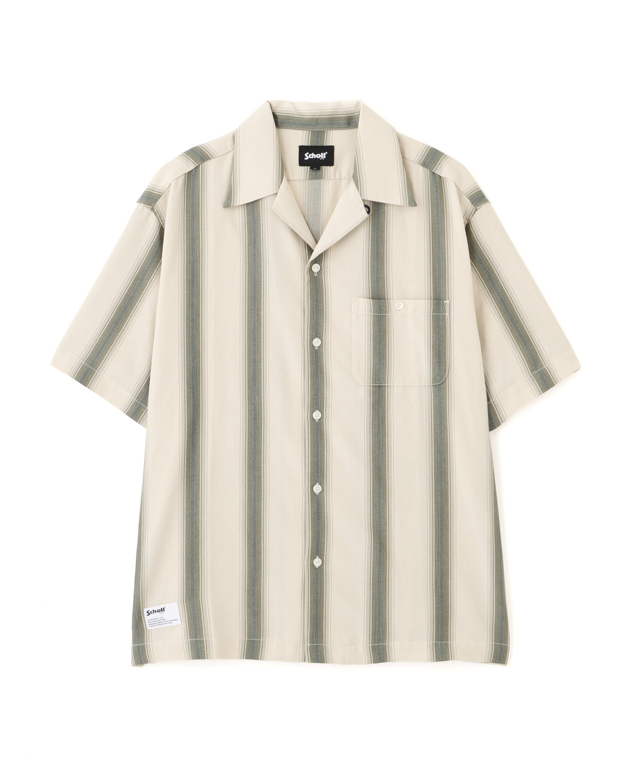 STRIPE SS SHIRT/ストライプ 半袖 シャツ ショット トップス シャツ・ブラウス ベージュ ブラック