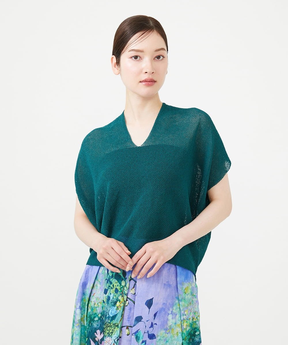 【SALE／30%OFF】Sybilla ペーパーヤーンVネックフォルムニット シビラ トップス ニット グリーン パープル ホワイト【送料無料】