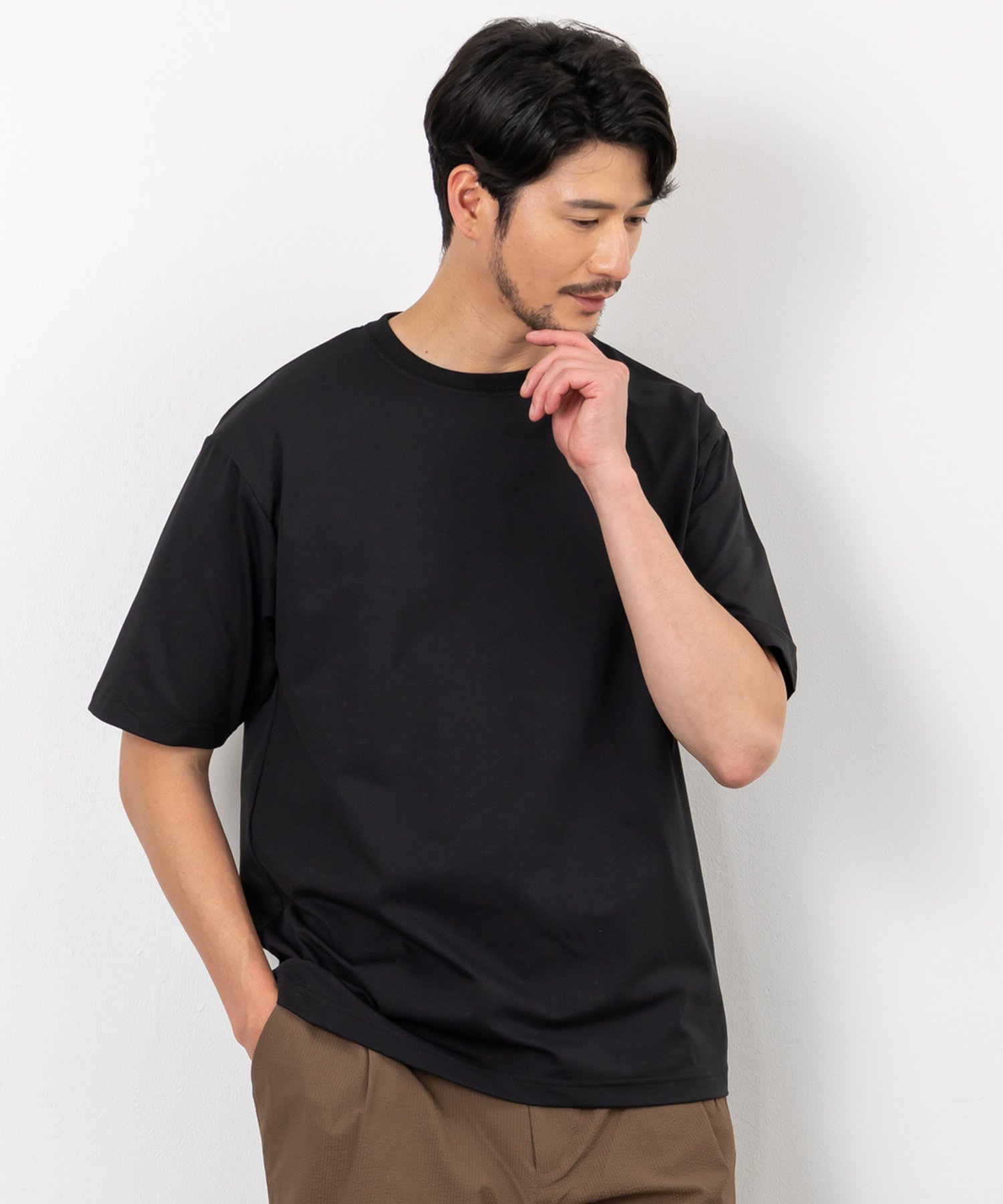 TIMBRE POSTE 接触冷感・UVカット マルチファンクションTシャツ パクシル トップス カットソー・Tシャツ グレー ホワイト ブラック