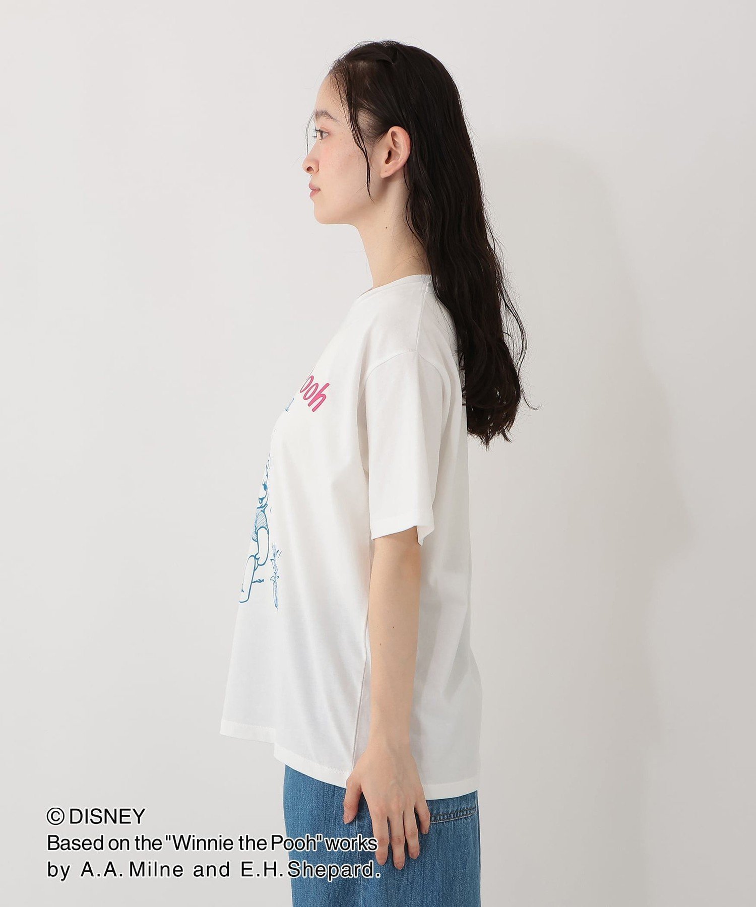 プリントTシャツ RAIN/ディズニーコレクション・Winnie the Pooh アフタヌーンティー・リビング トップス カットソー・Tシャツ ホワイト