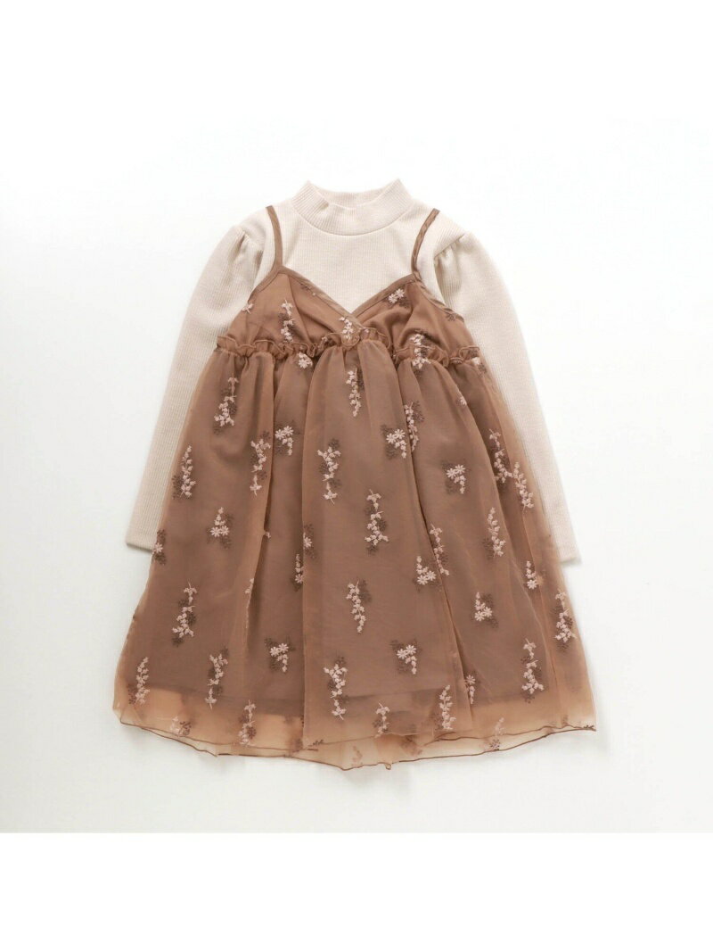 【SALE／58%OFF】apres les cours flower刺繍チュールワンピース エフオーオンラインストア ワンピース・ドレス シャツワンピース ブラウン グレーのサムネイル