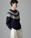 【SALE/30%OFF】NANO universe ノルディック柄クルーネックニット ナノユニバース トップス ニット ネイビー ホワイト【送料無料】
