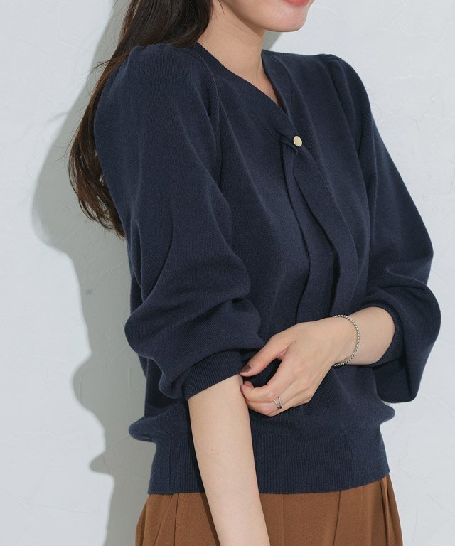 Pierrot タイデザインニット ピエロ トップス ニット グレー ネイビー ホワイト ブラック【送料無料】のサムネイル