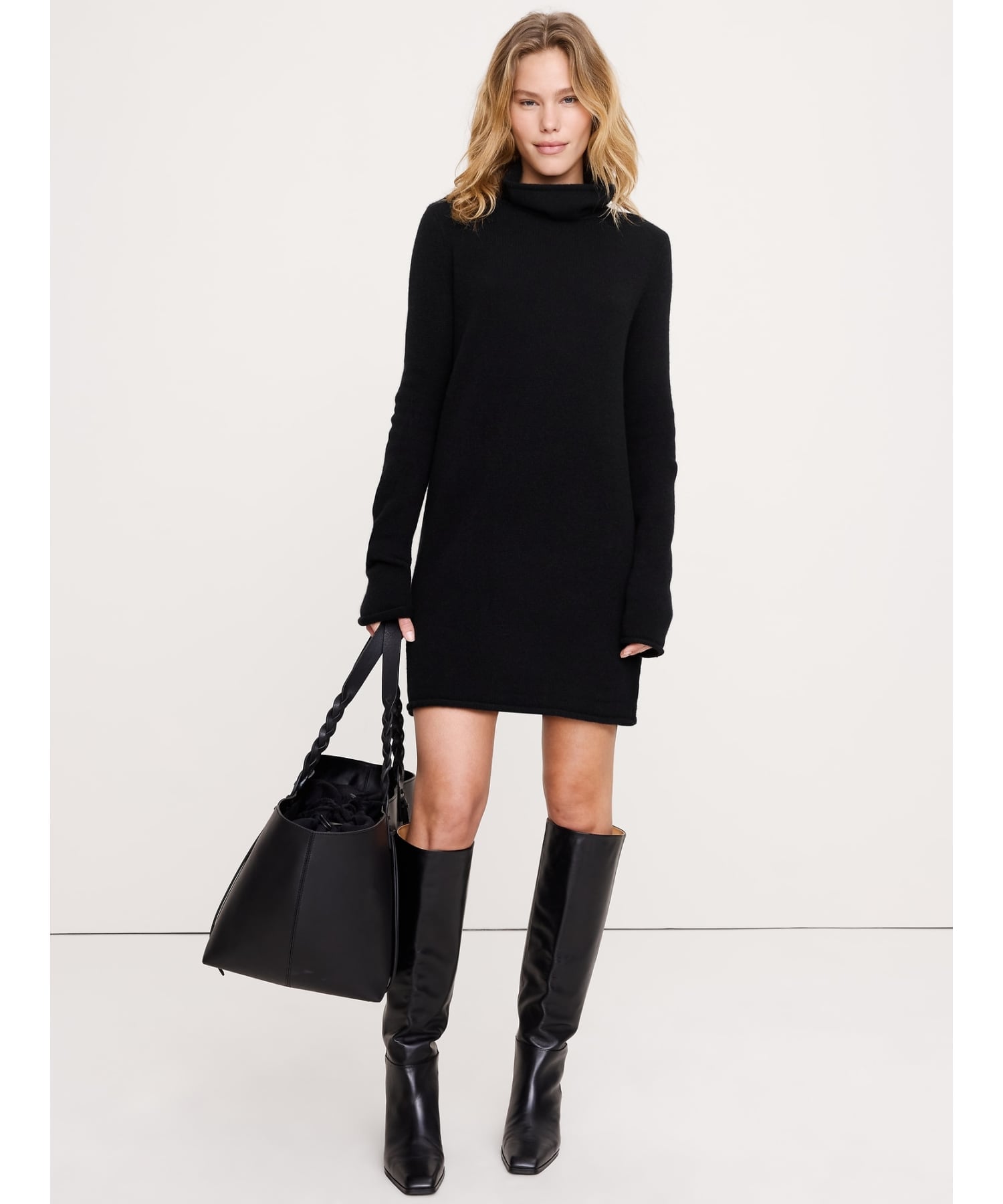 BANANA REPUBLIC (W)ライトウェイト カシミヤ タートルネック ミニドレス バナナ・リパブリック ワンピ..