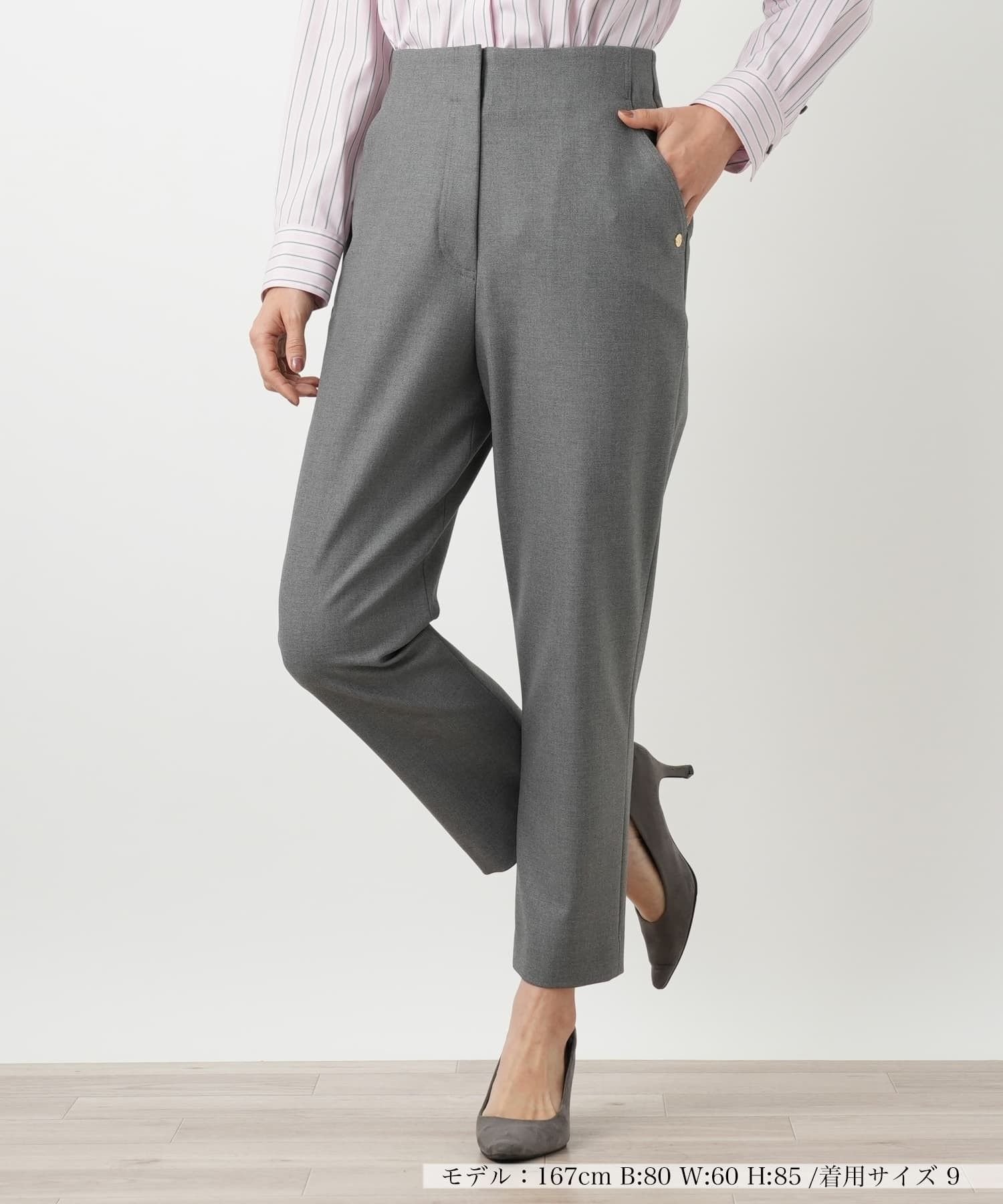 Leilian ストレッチテーパードパンツ レリアン パンツ その他のパンツ ベージュ グレー