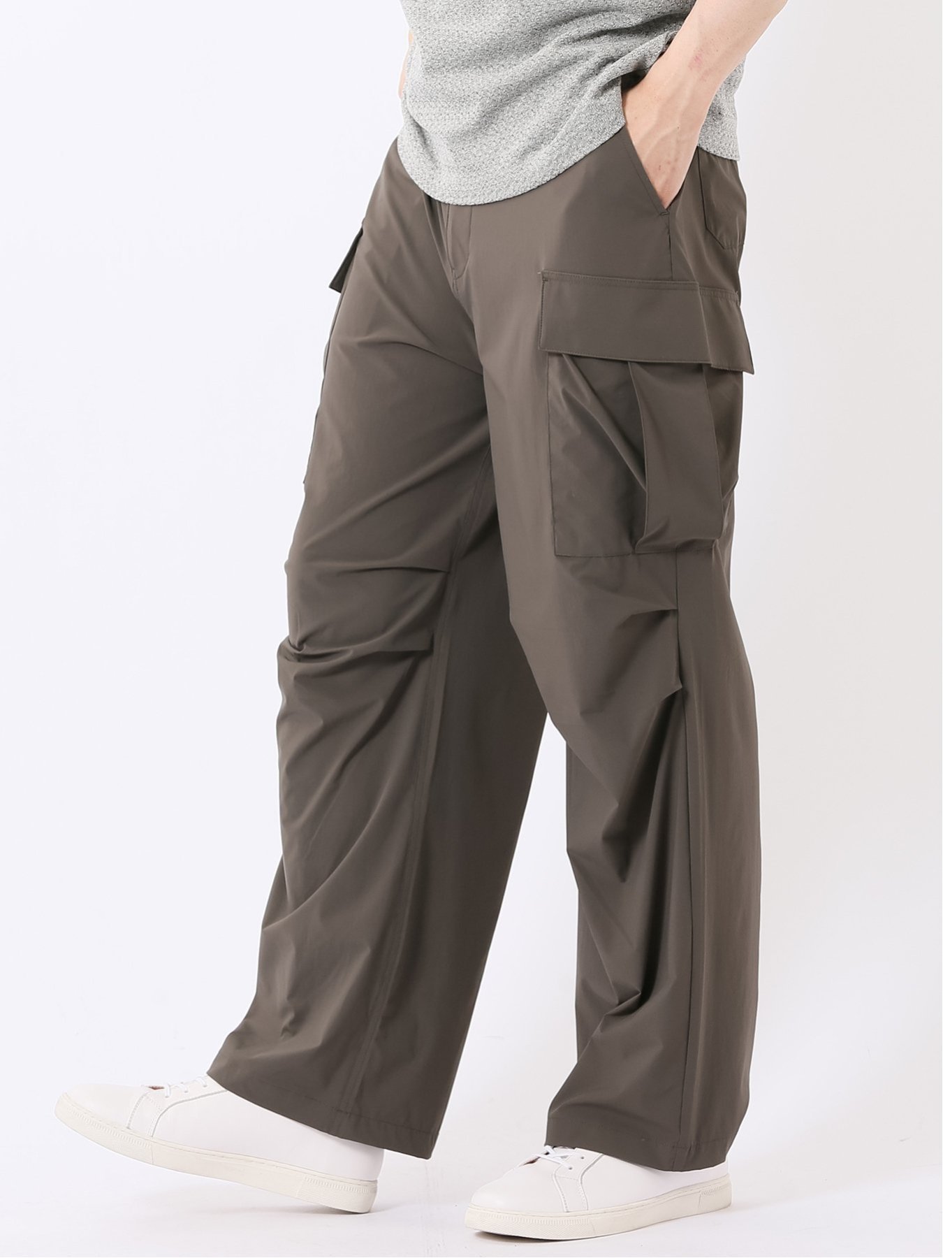 TAKA-Q 軽量 ストレッチ ナイロン混 カーゴ パンツ タカキュー パンツ カーゴパンツ ブラウン グリーン【送料無料】