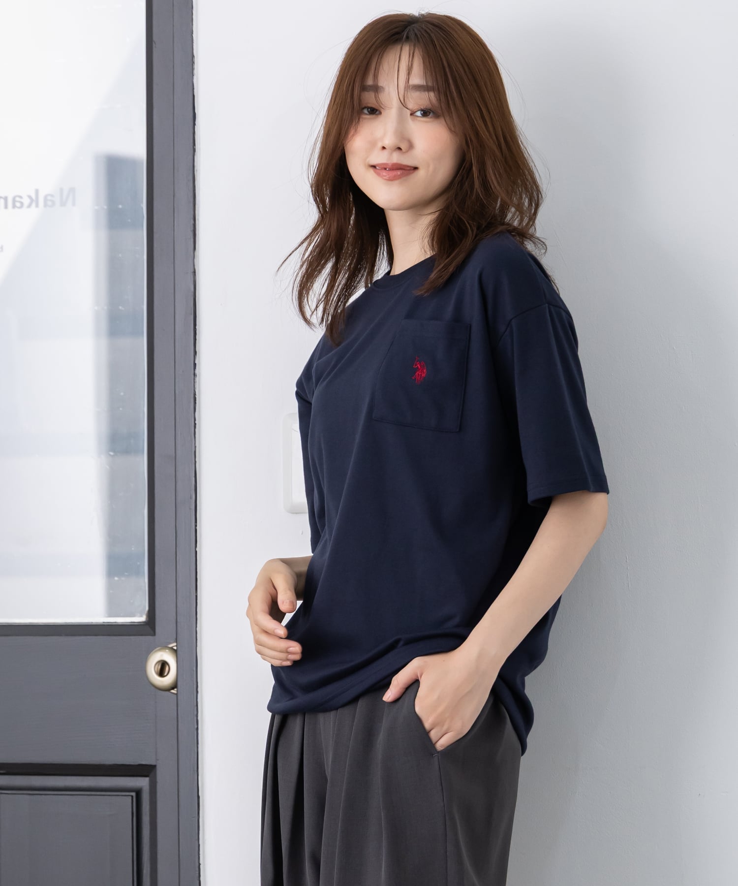 U.S. POLO ASSN.別注 ワンポイント刺繍ポケットTシャツ パクシル トップス カットソー・Tシャツ ネイビー ブラック ホワイト
