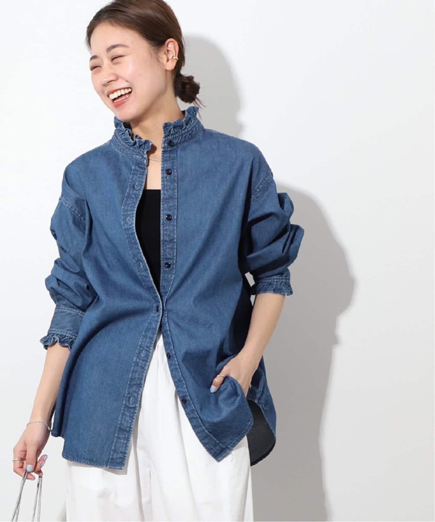 JOURNAL STANDARD relume 《追加9》デニムフリルブラウス ジャーナル スタンダード レリューム トップス シャツ・ブラウス ブルー【送料無料】のサムネイル