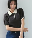 VIS ダブルカラーポロトップス ビス トップス ポロシャツ グレー ベージュ ブラウン【送料無料】