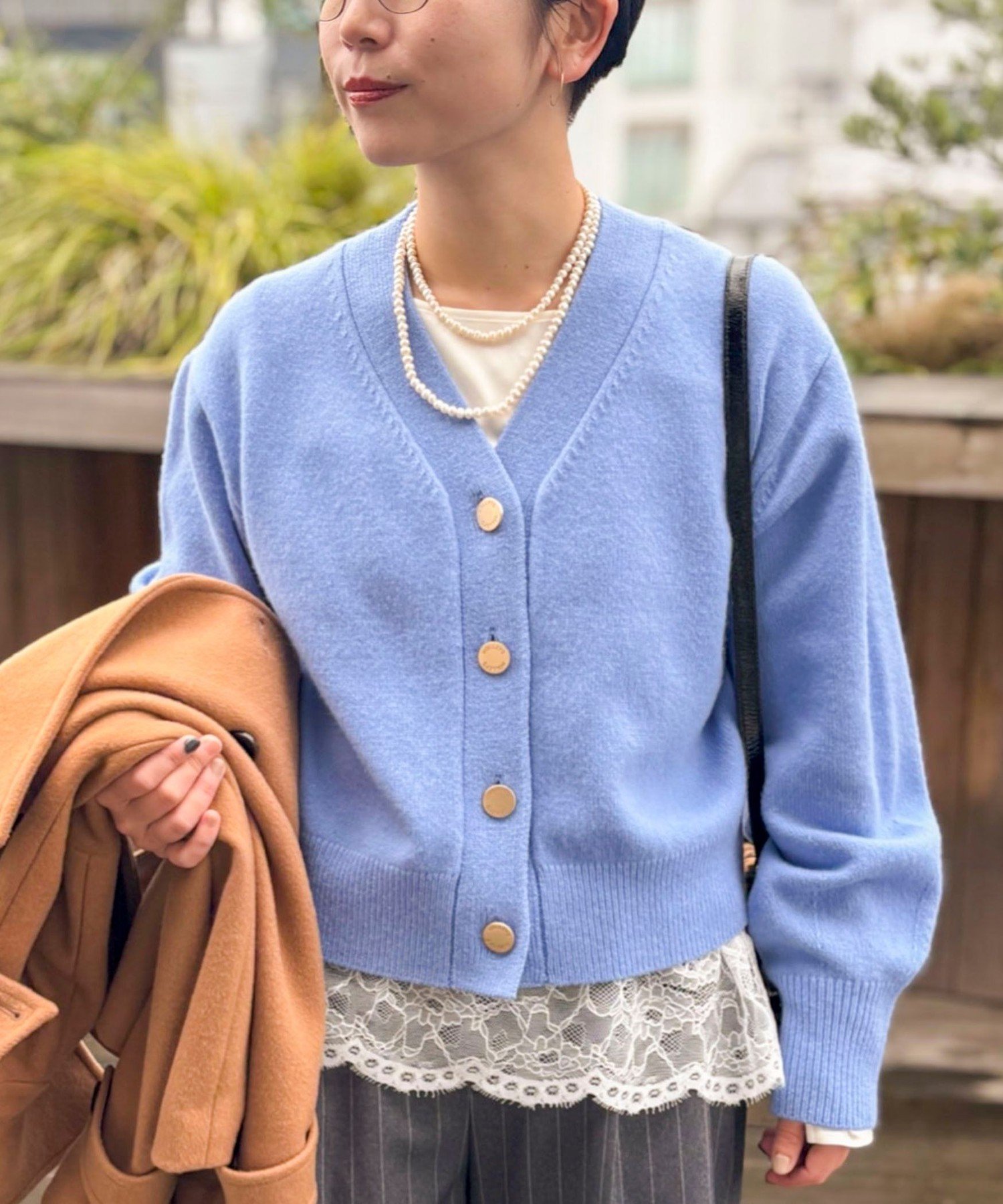 NOLLEY'S 5GノアリスVネックカーディガン ノーリーズ トップス カーディガン イエロー ホワイト ブルー ネイビー ピンク グレー【送料無料】のサムネイル