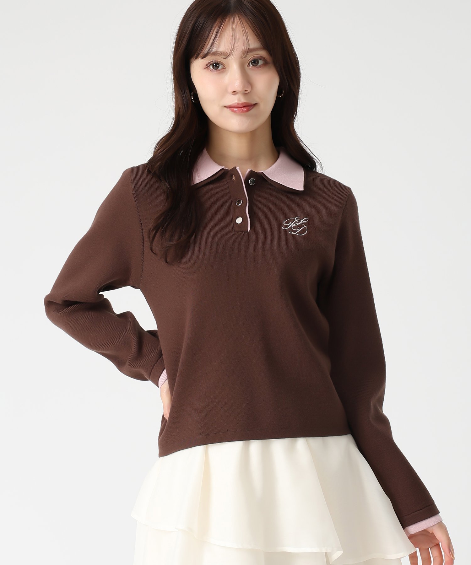 31 Sons de mode 2025秋冬新作 ダブル襟ポロニット トランテアン ソン ドゥ モード トップス ニット ブラック ブラウン グレー【送料無料】のサムネイル