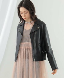 レイ ビームス コート レディース Ray BEAMS Ray BEAMS / ラムレザー ダブル ライダース ブルゾン 24SS ビームス ウイメン ジャケット・アウター ブルゾン・ジャンパー ブラック【送料無料】