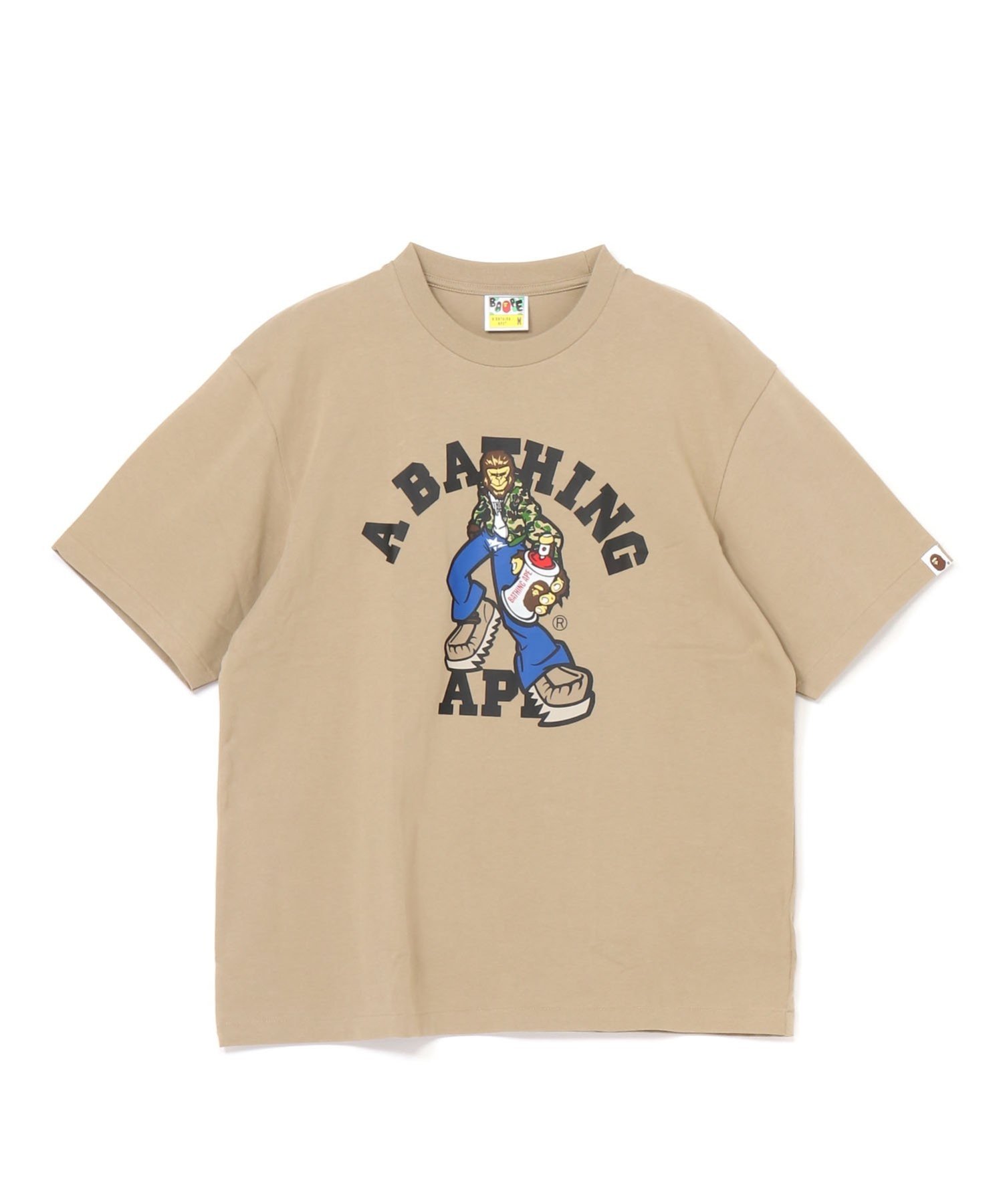 A BATHING APE GRAFFITI CHARACTER COLLEGE RELAXED FIT TEE ア ベイシング エイプ トップス カットソー・Tシャツ ベージュ ブラック ..