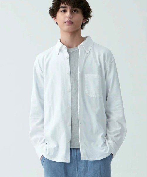 GOOD ON/グッドオン LS B.D POLO TEE SHIRTS (MENS) ゴースローキャラバン トップス シャツ・ブラウス ホワイト ブルー